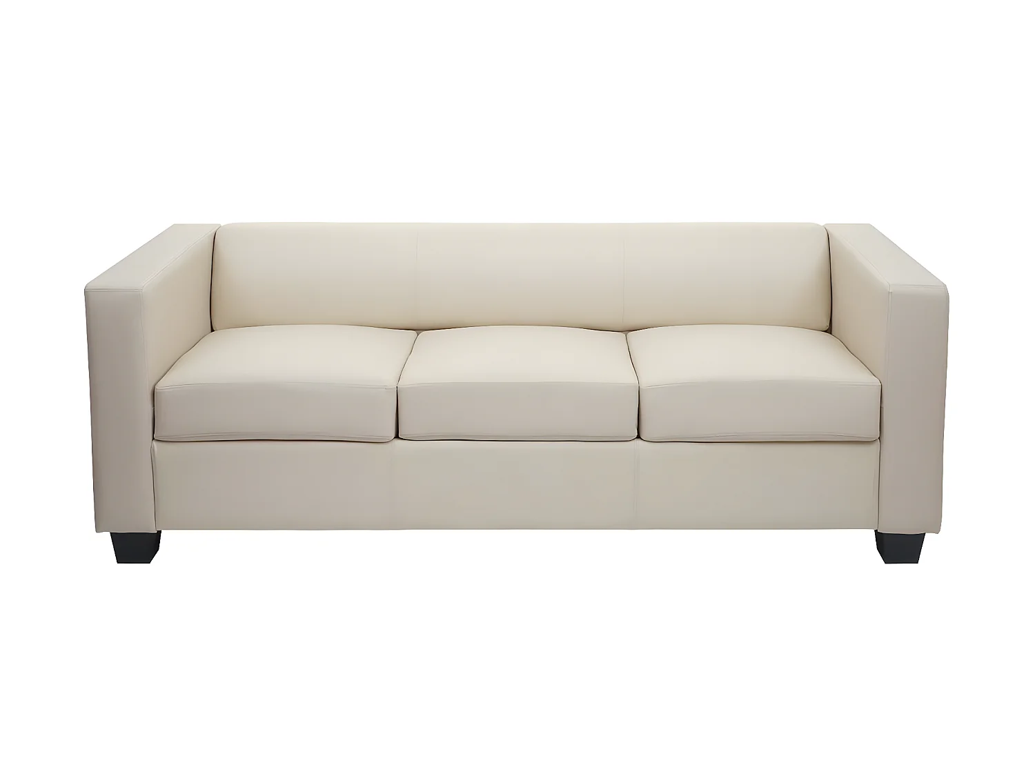 Sofa 3-osobowa Lille,  imitacja skóry, kremowy