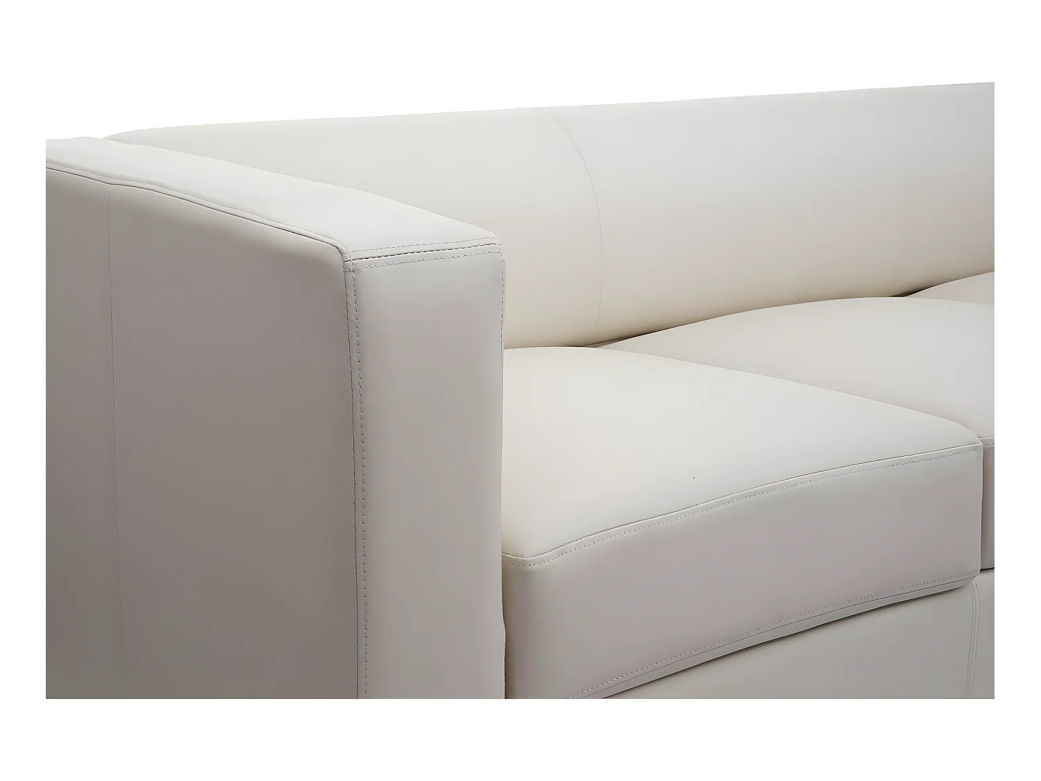 Sofa 3-osobowa Lille,  imitacja skóry, kremowy