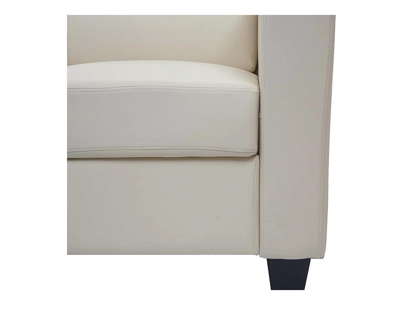 Sofa 3-osobowa Lille,  imitacja skóry, kremowy