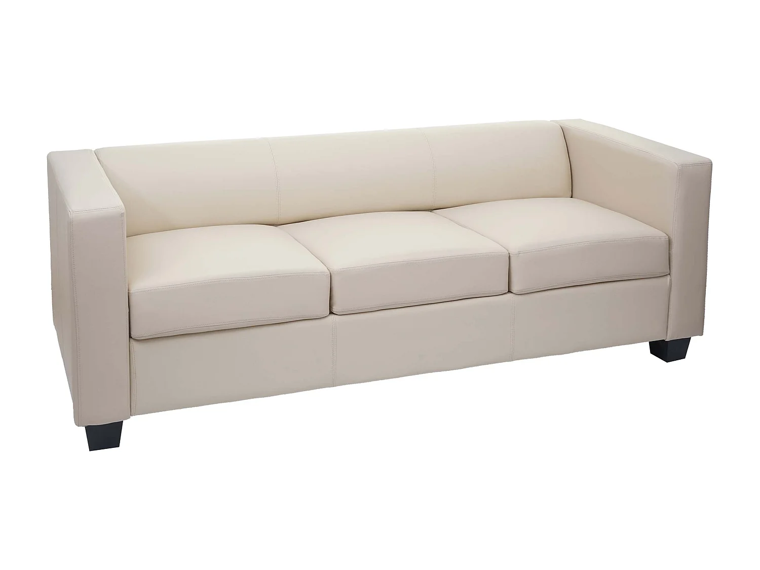 3er Sofa Lille, Kunstleder, creme