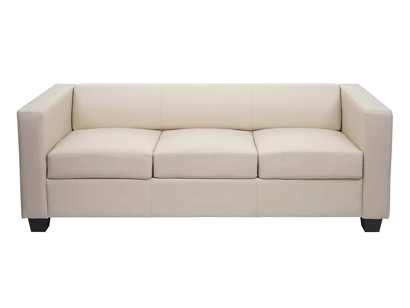 Sofa 3-osobowa Lille,  sztuczna skóra, kremowa