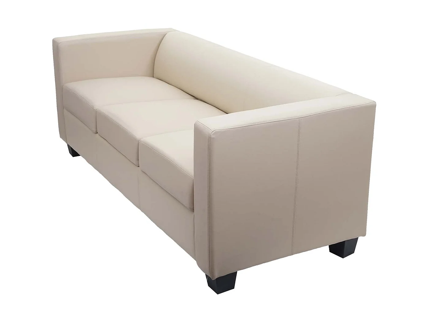 Sofa 3-osobowa Lille,  sztuczna skóra, kremowa