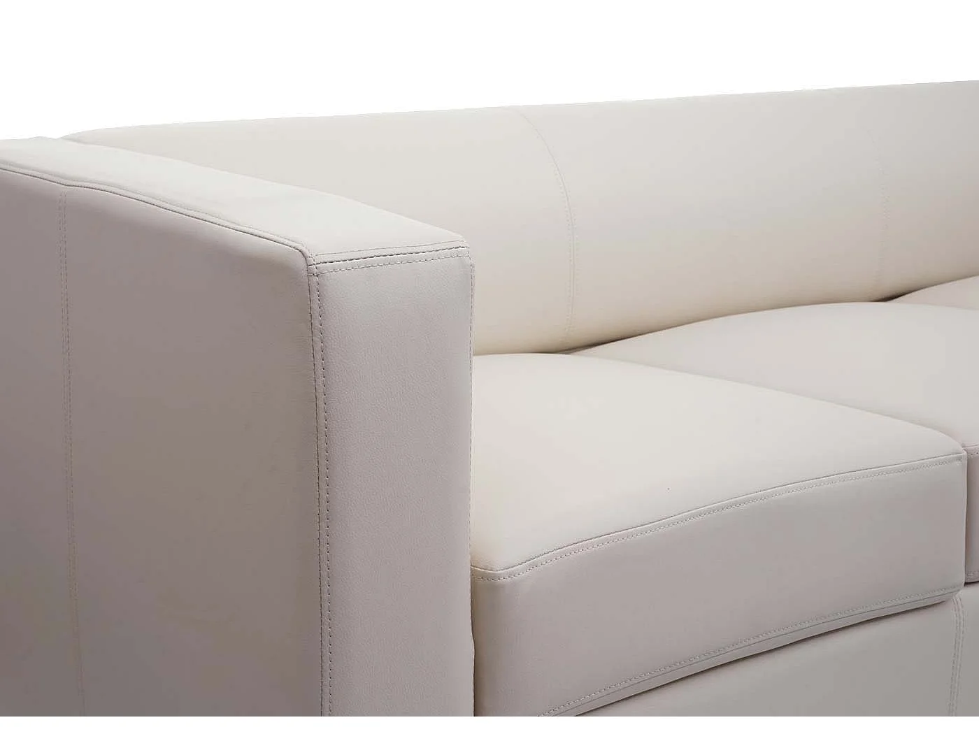 Sofa 3-osobowa Lille,  sztuczna skóra, kremowa