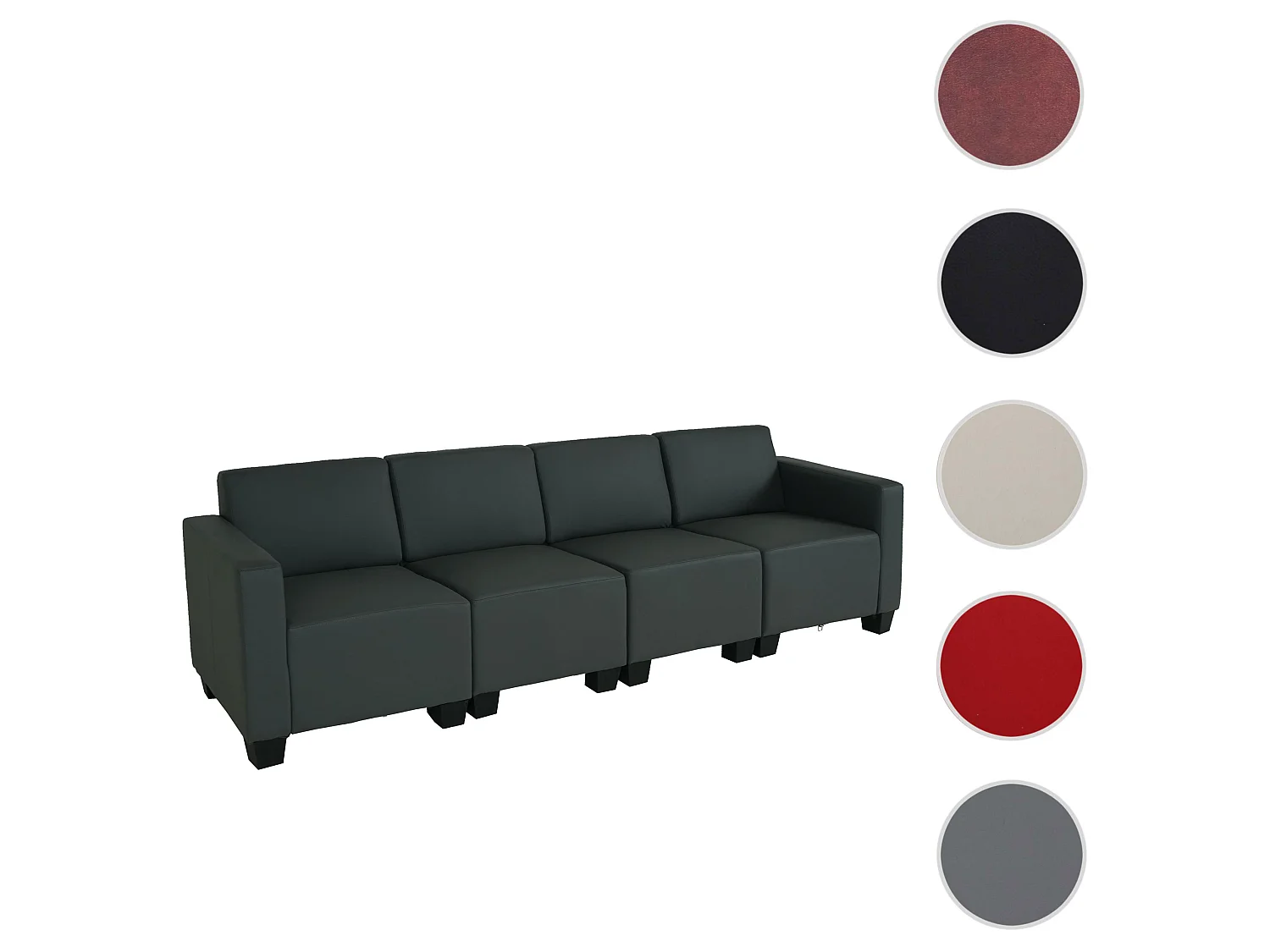Canapé 4 places Moncalieri,  gris foncé