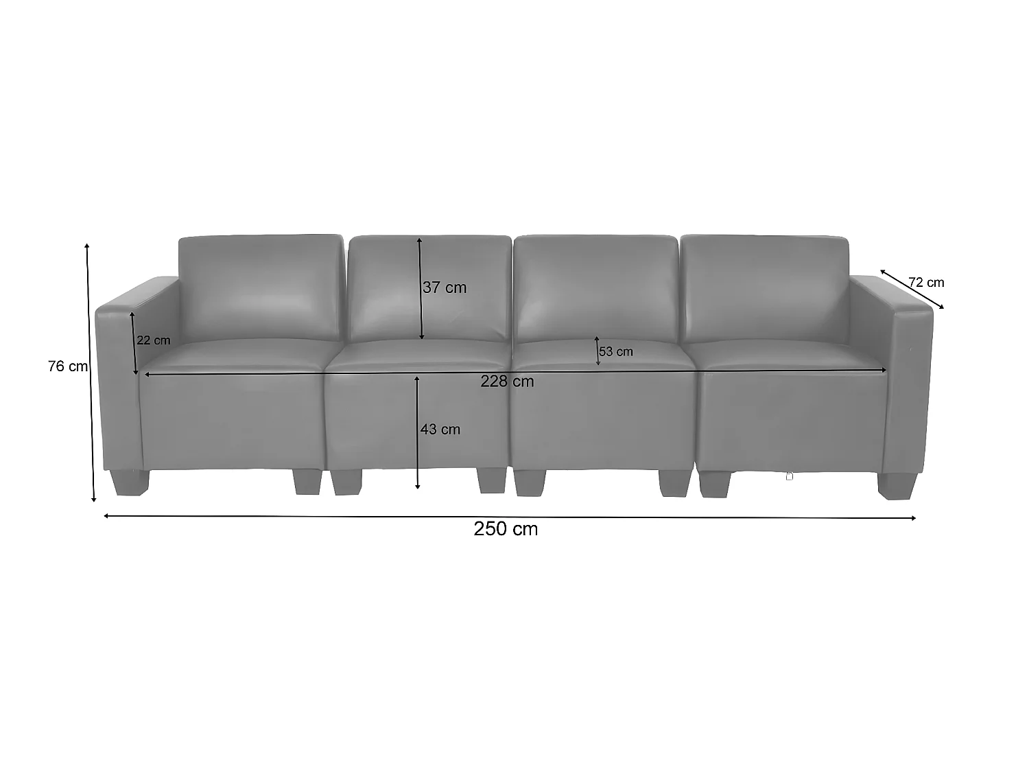 4-zitsbank Moncalieri,  donkergrijs