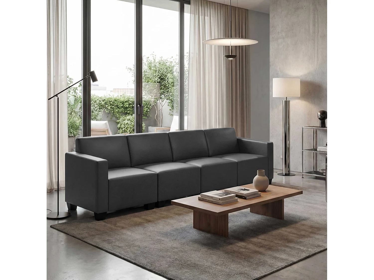 Canapé 4 places Moncalieri,  gris foncé