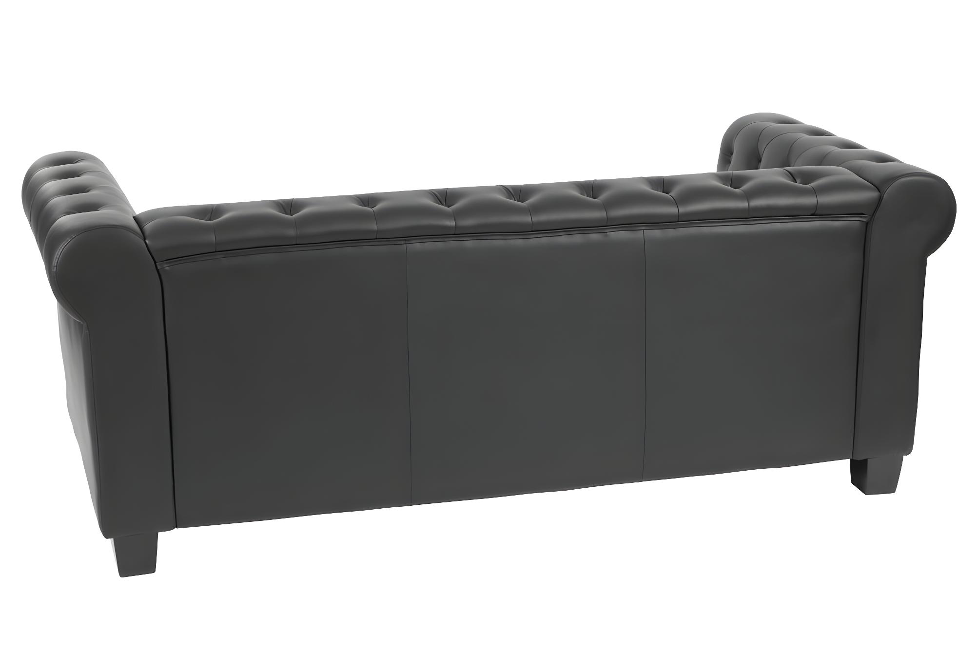 Luxus 3er Sofa Edinburgh eckige Füße, Eckige Füße, schwarz