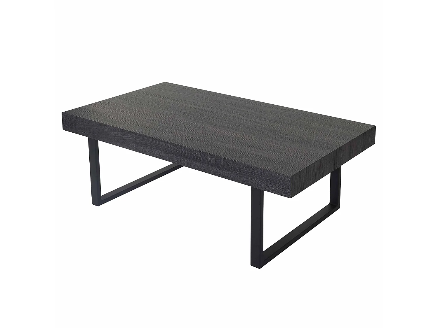 Table basse Genk T576,  sonoma noir, pieds métalliques foncés