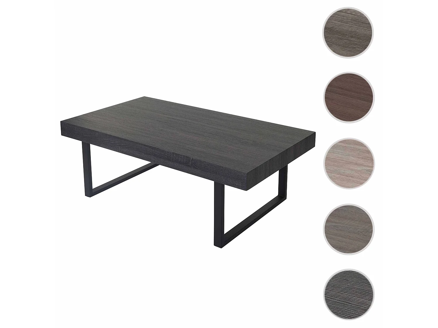 Table basse Genk T576,  sonoma noir, pieds métalliques foncés