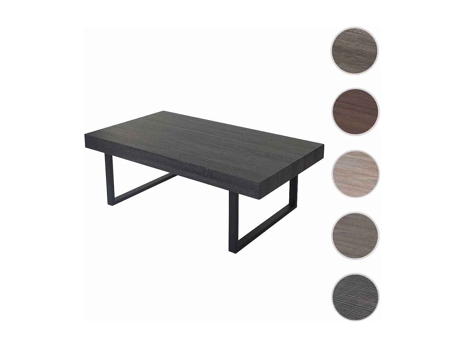 Stolik kawowy Genk T576,  Wygląd czarnego dębu, ciemne metalowe nogi