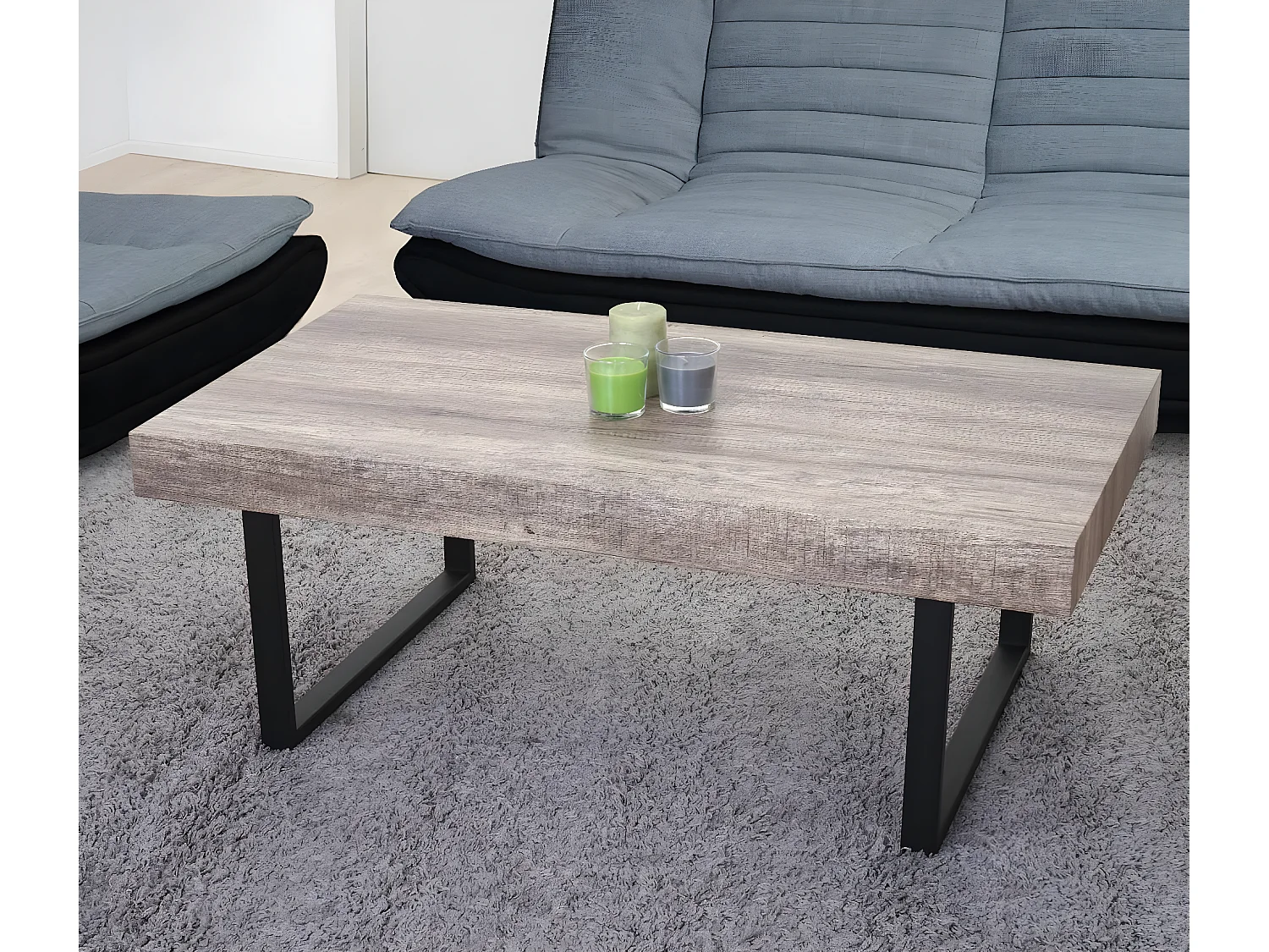 Mesa de centro Genk T576,  carvalho selvagem, pernas em metal escuro