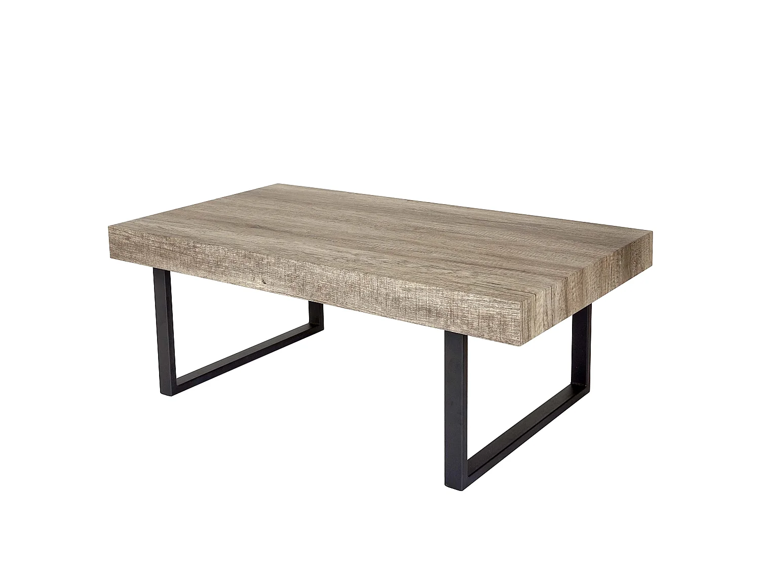 Stolik kawowy Genk T576,  dziki dąb, ciemne metalowe nogi