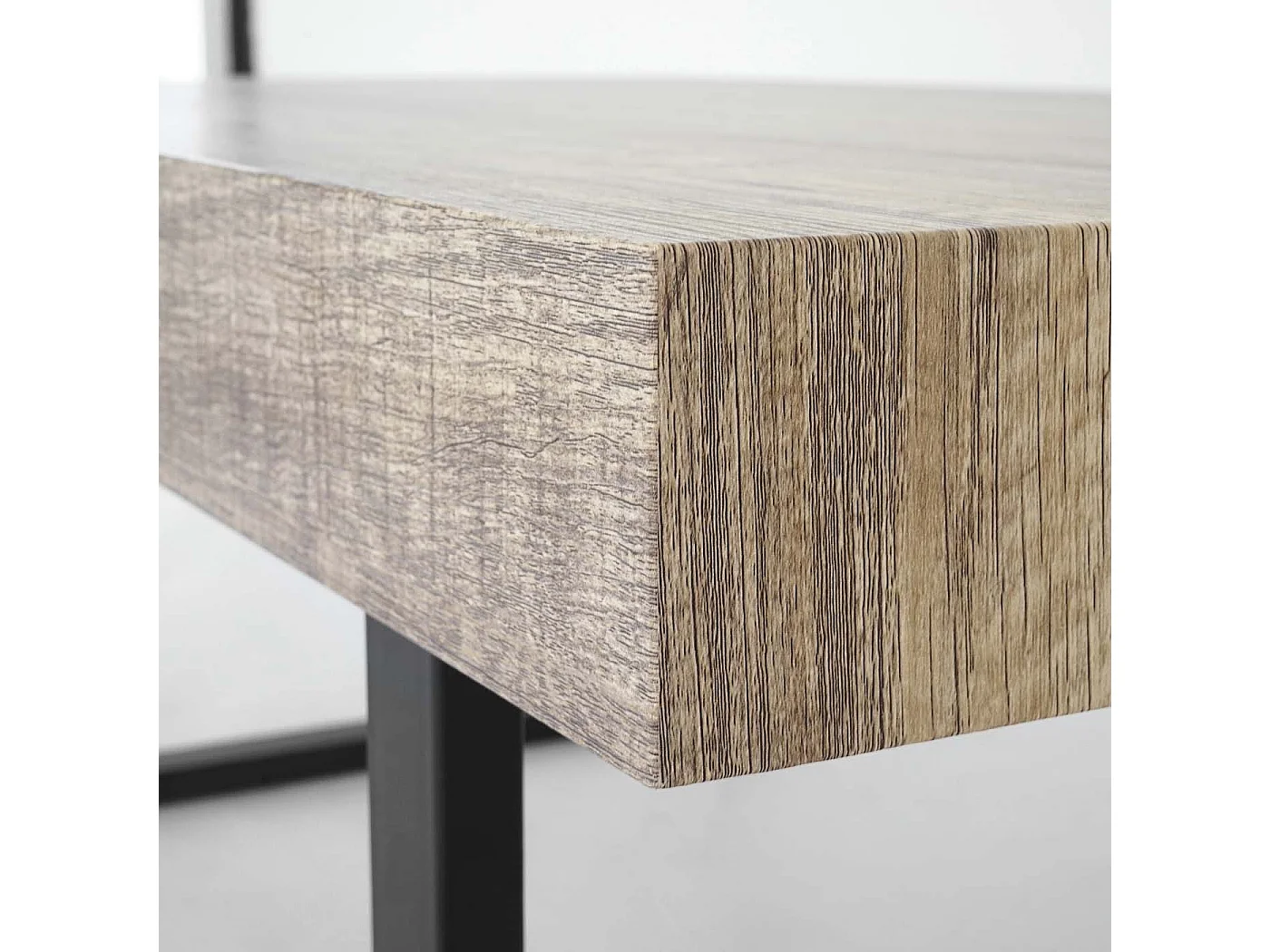 Stolik kawowy Genk T576,  dziki dąb, ciemne metalowe nogi