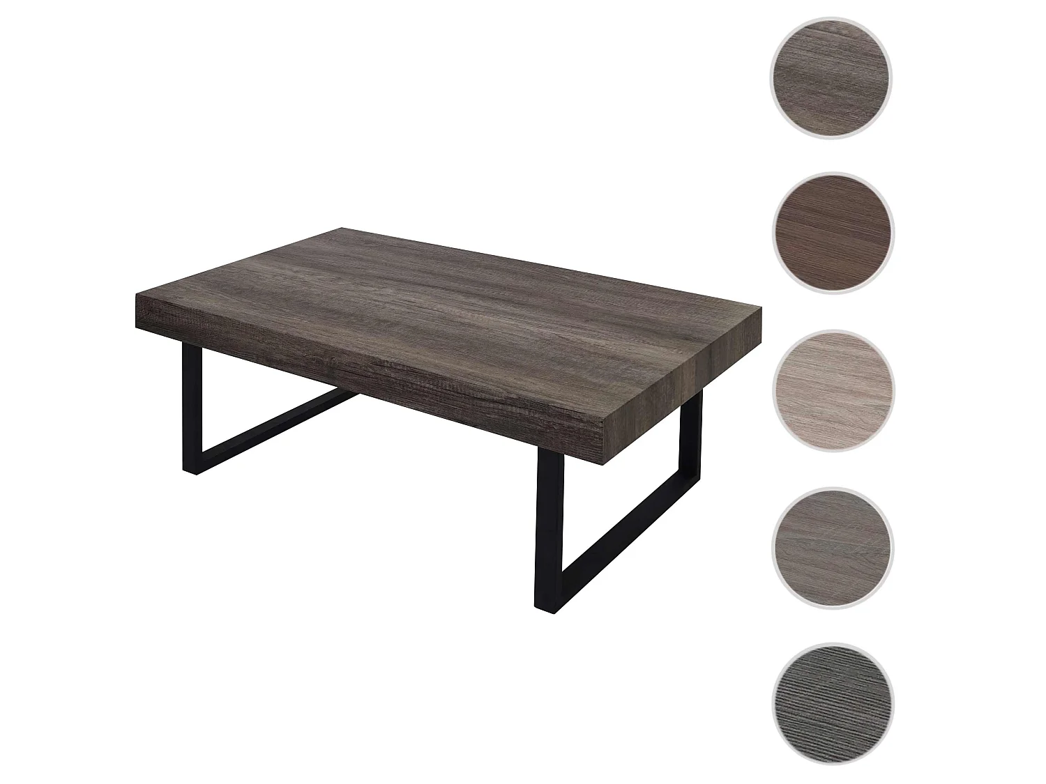 Stolik kawowy Genk T576,  dziki dąb, ciemne metalowe nogi