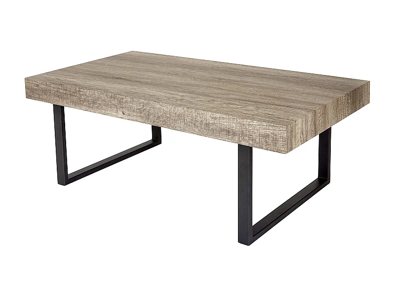 Table basse Genk T576,  chêne sauvage, pieds métalliques foncés