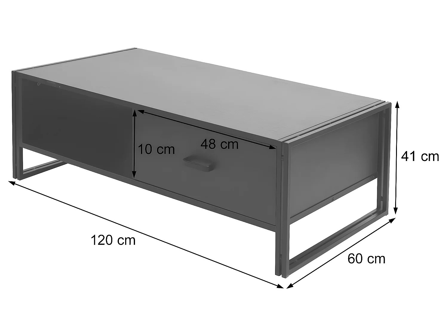 Table basse MCW-A27, Table basse de salon MCW-A27, 41x120x60cm structure 3D, couleur chêne sauvage