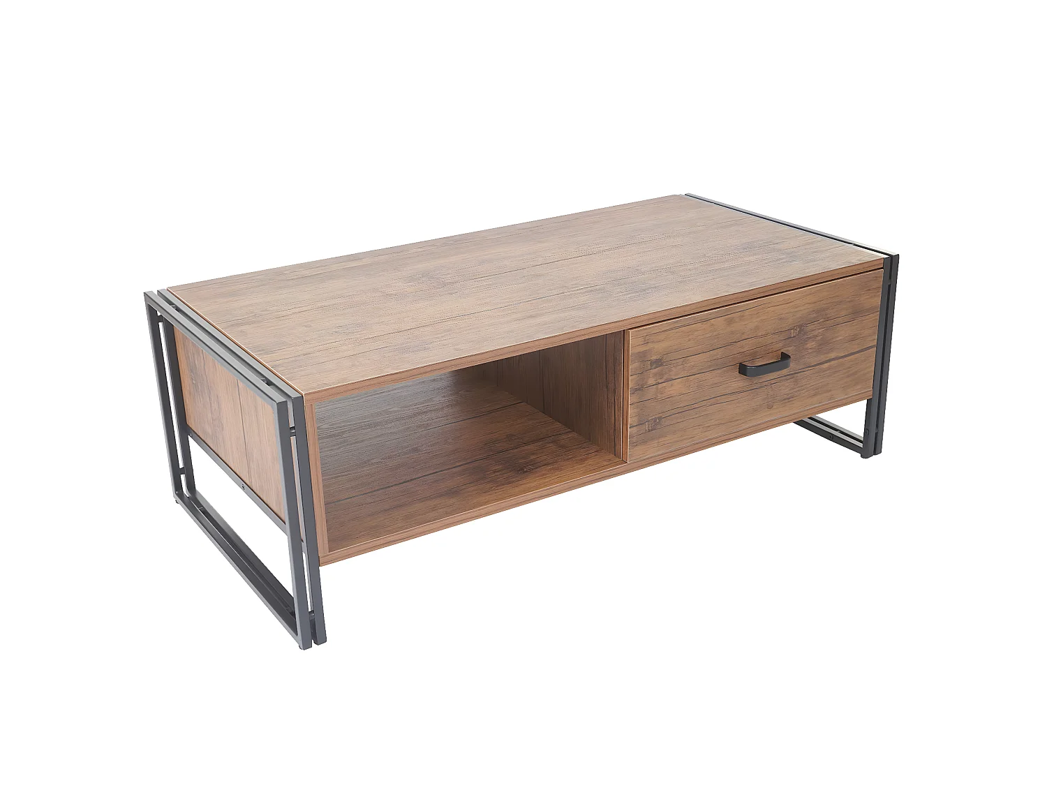 Table basse MCW-A27, Table basse de salon MCW-A27, 41x120x60cm structure 3D, couleur chêne sauvage