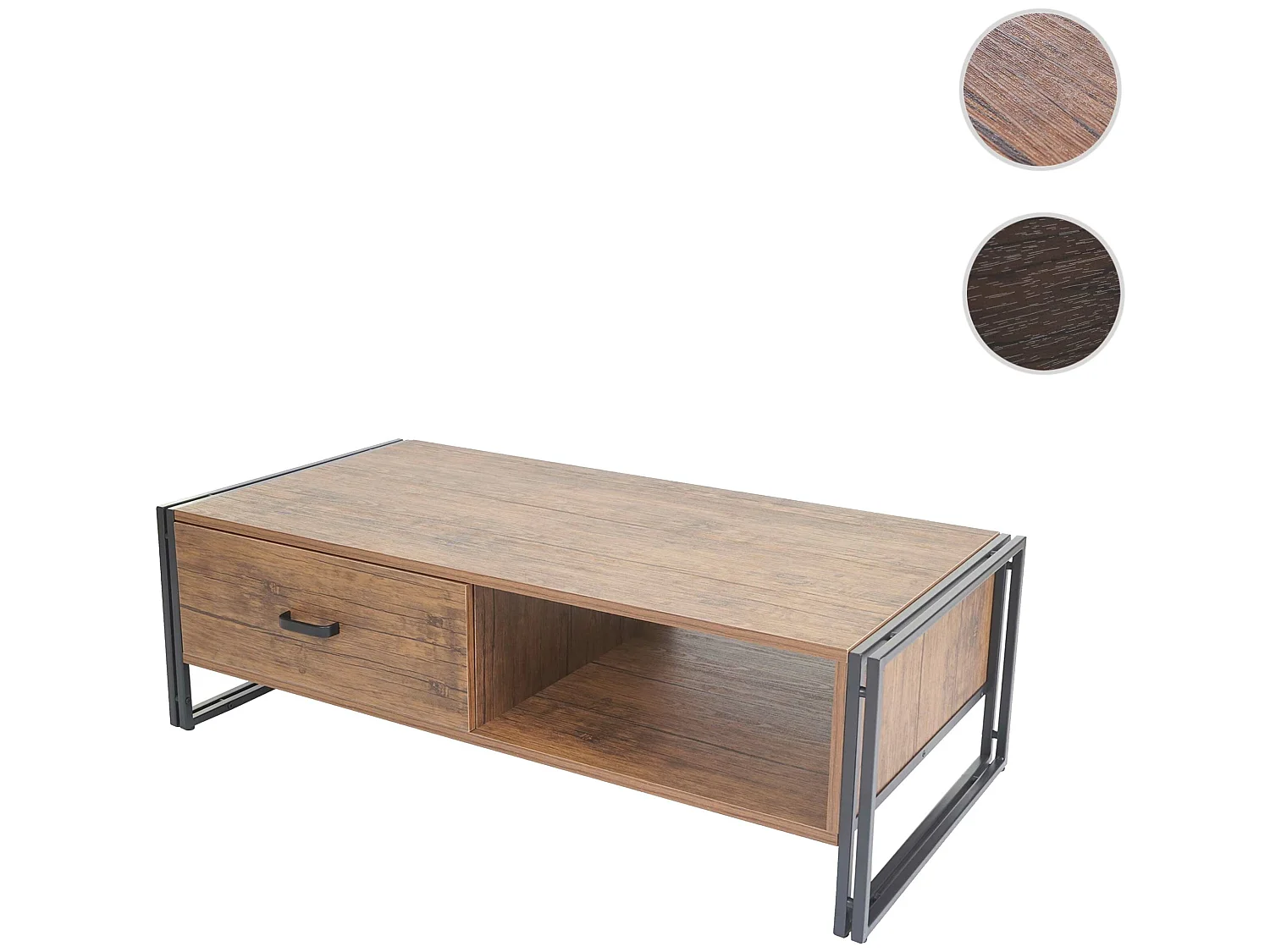Table basse MCW-A27, Table basse de salon MCW-A27, 41x120x60cm structure 3D, couleur chêne sauvage