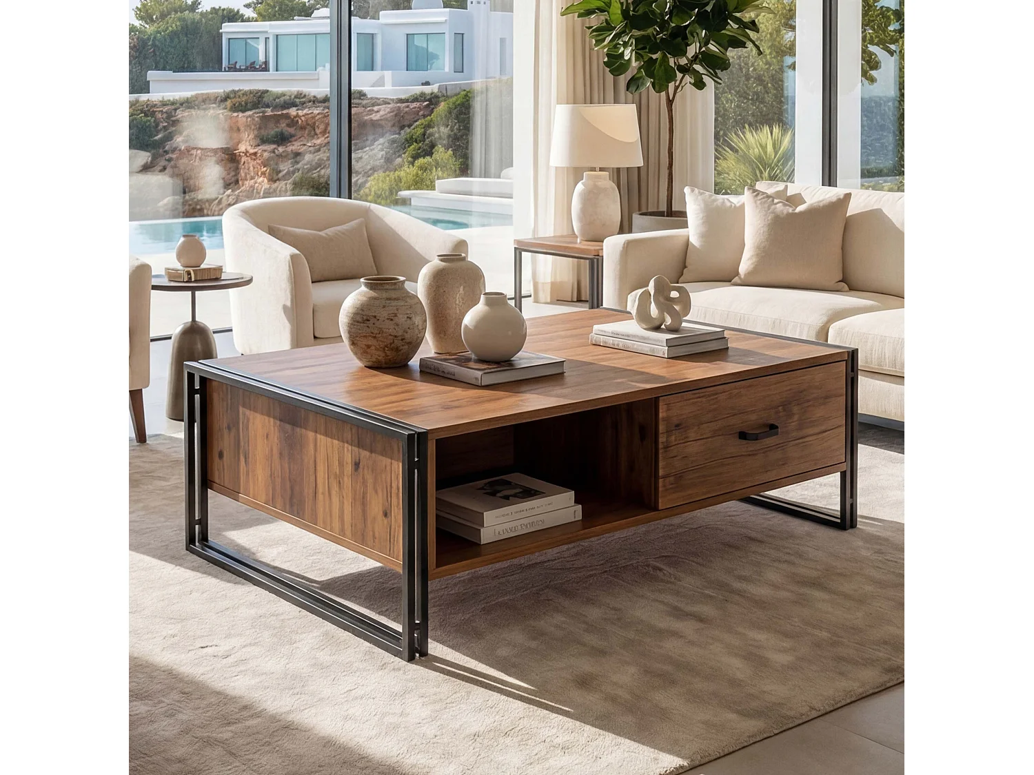 Table basse MCW-A27,  couleur chêne sauvage