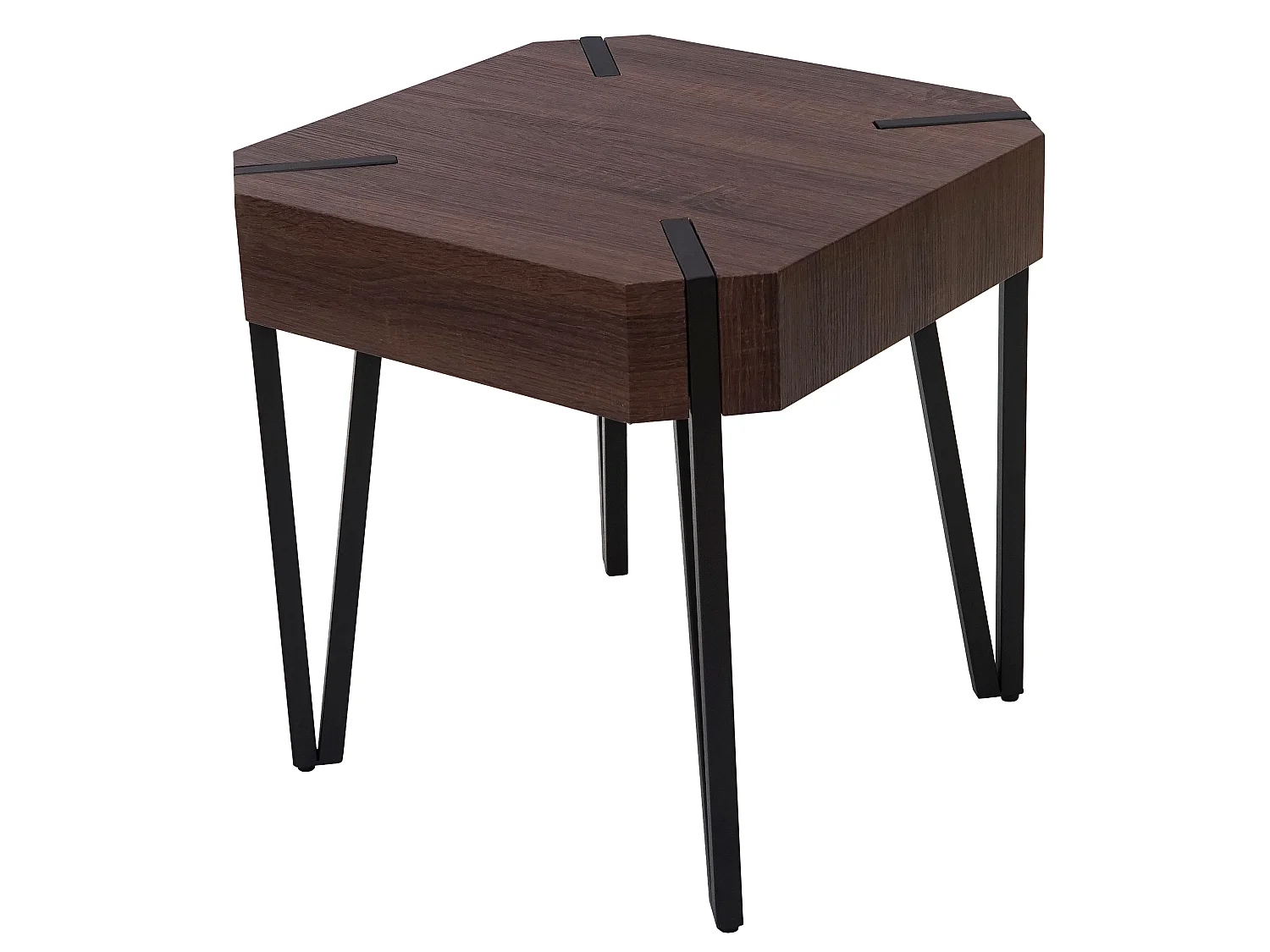 Table basse Genk T574,  chêne marron, pieds métalliques