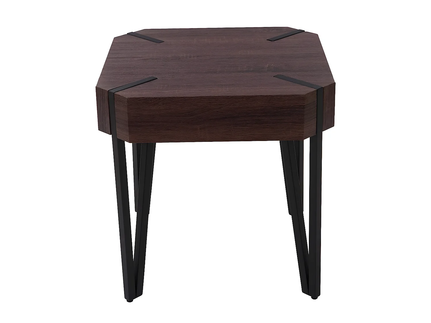 Table basse Genk T574,  chêne marron, pieds métalliques