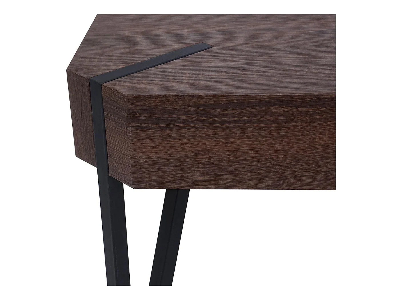 Table basse Genk T574,  chêne marron, pieds métalliques