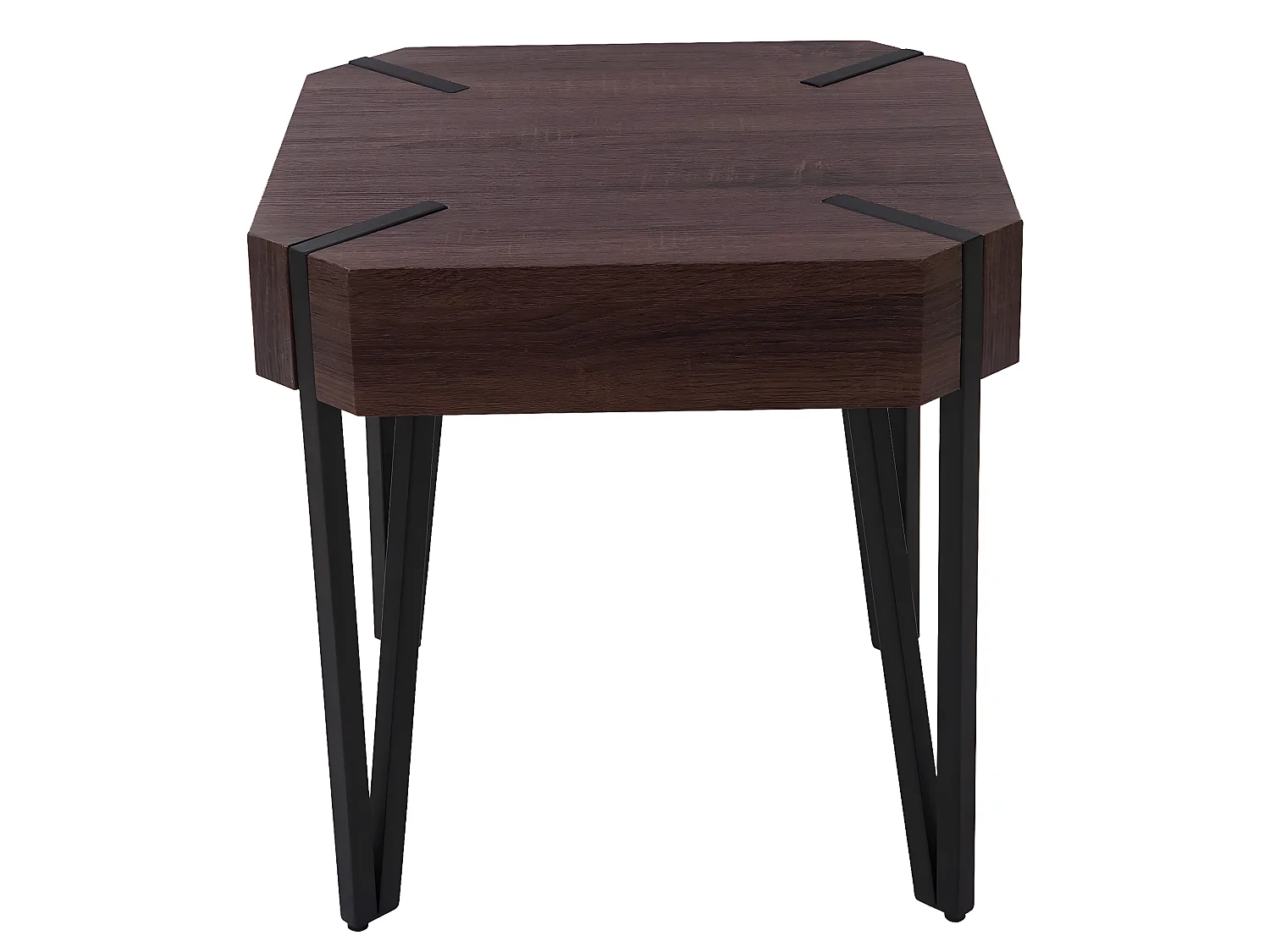 Table basse Genk T574,  chêne marron, pieds métalliques