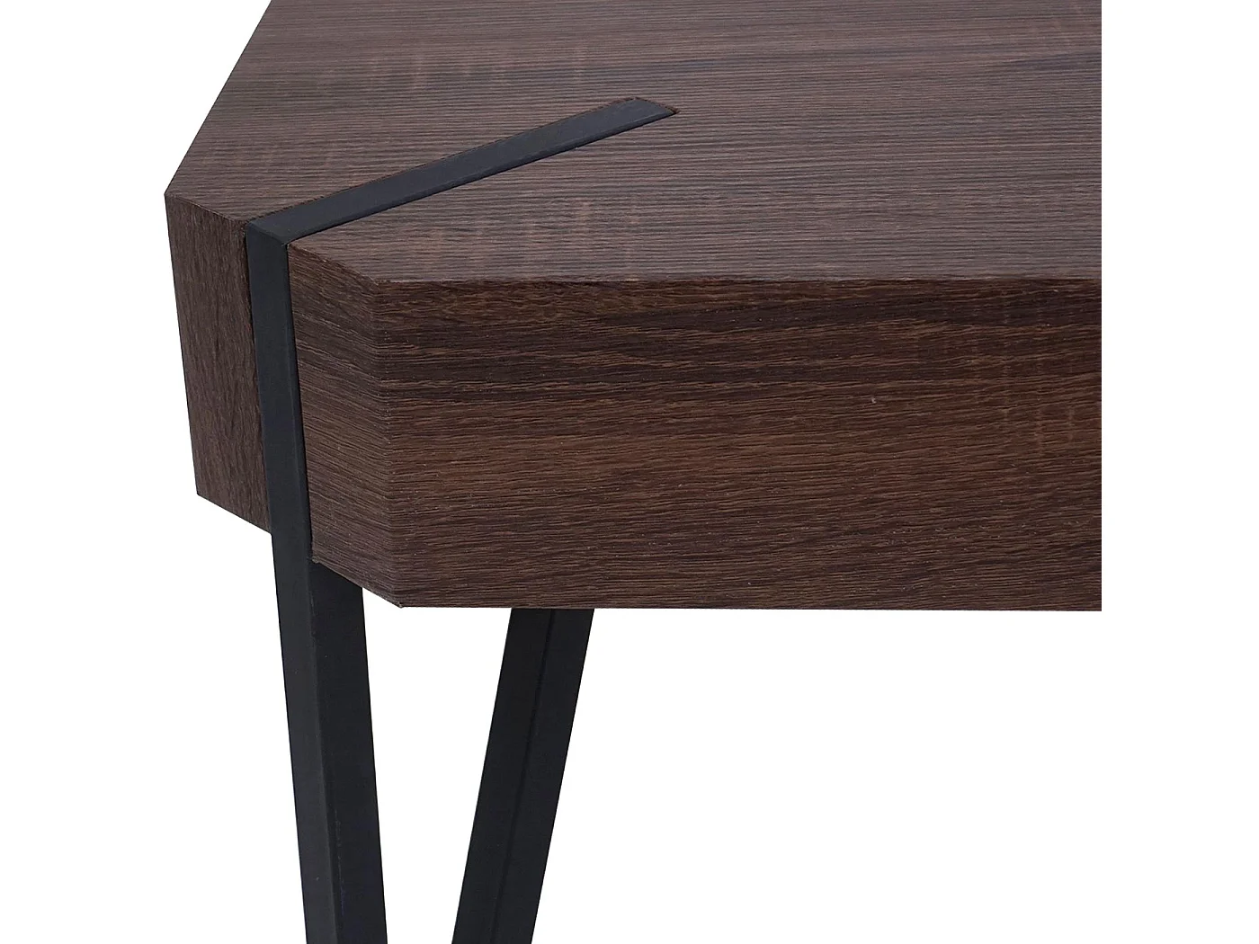 Table basse Genk T574,  chêne marron, pieds métalliques