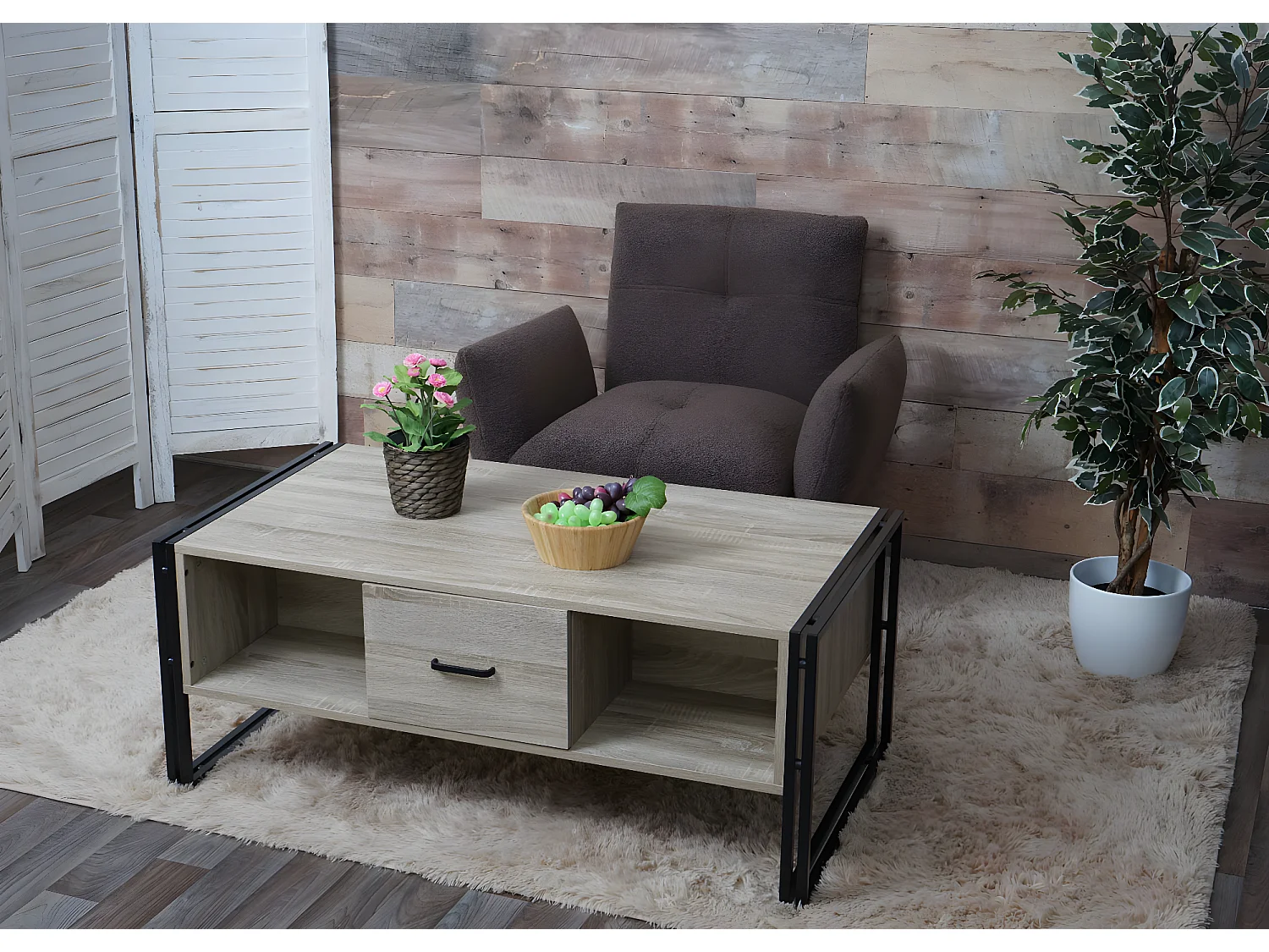 Table basse MCW-A27b,  aspect chêne