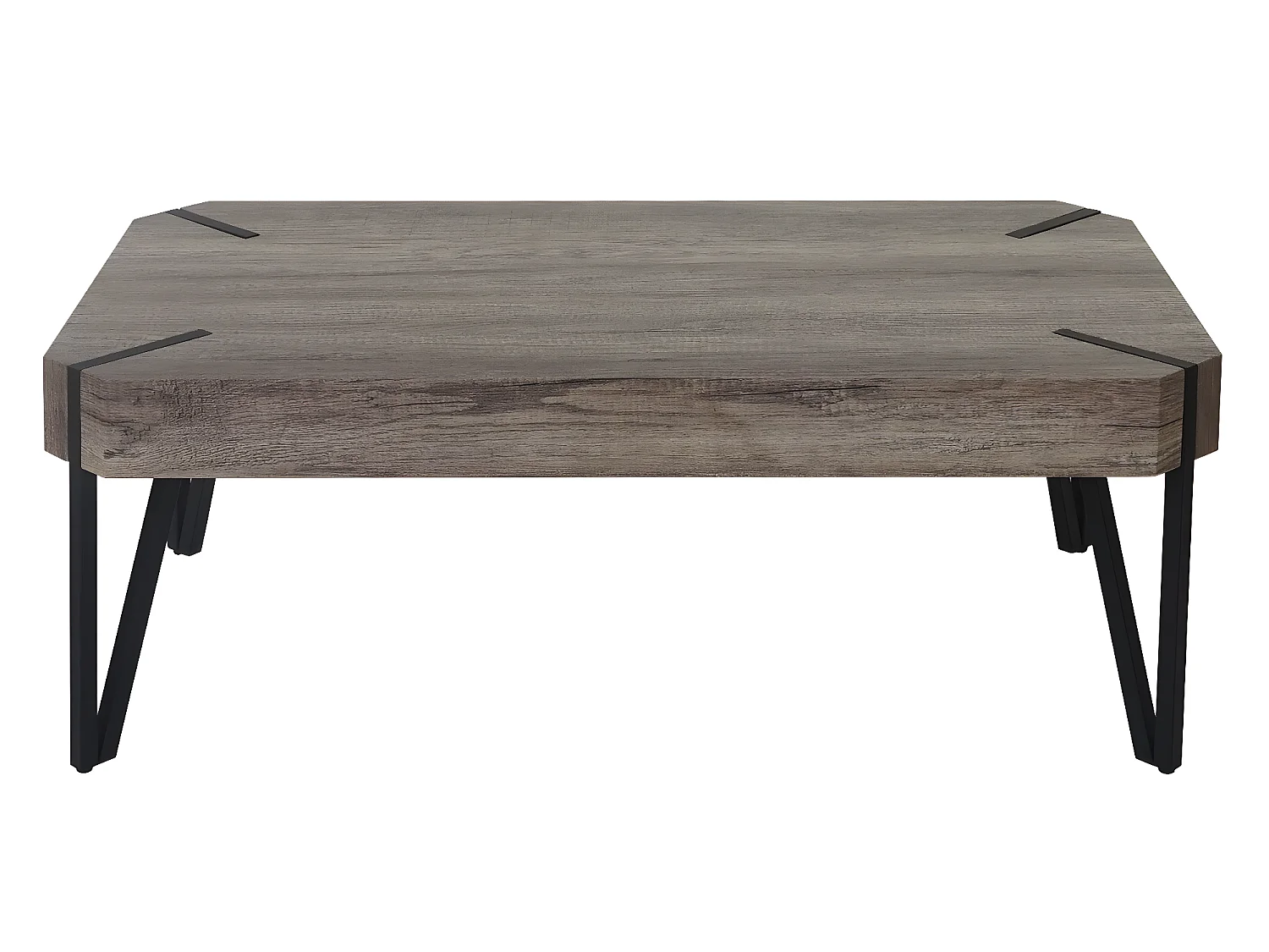 Table basse Genk T573,  chêne sauvage, pieds métalliques foncés