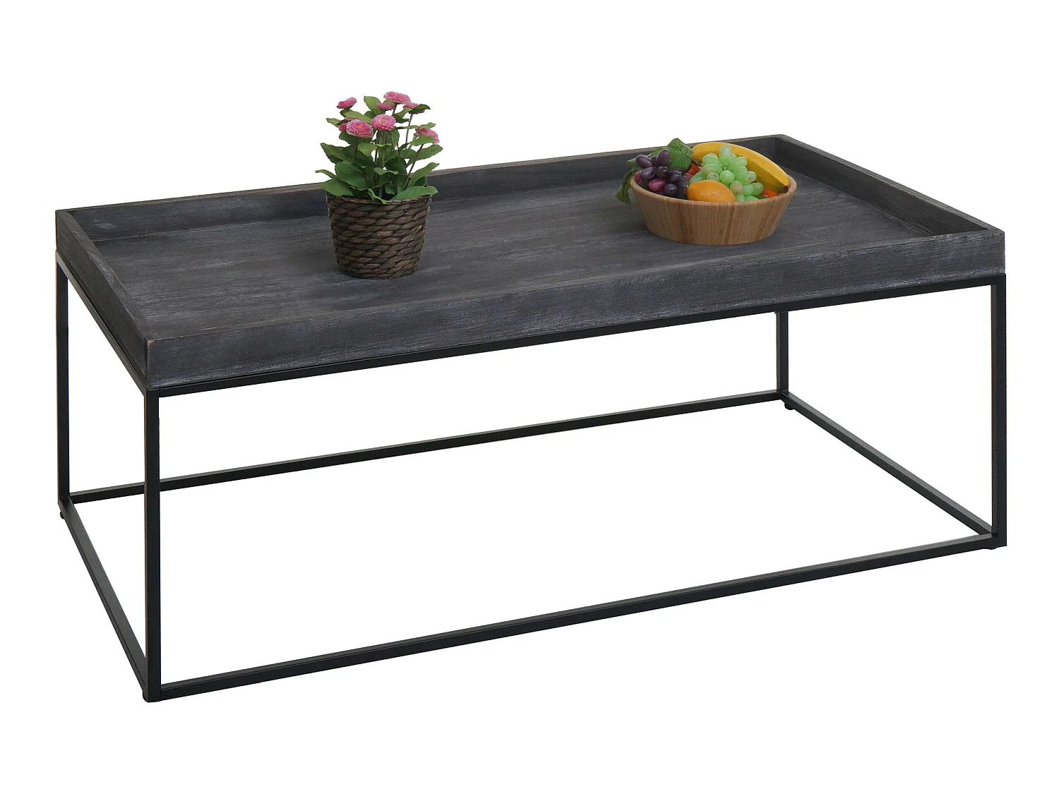 Tavolino salotto divano caffè decorativo da interno MCW-K71 legno 46x110x60cm grigio scuro