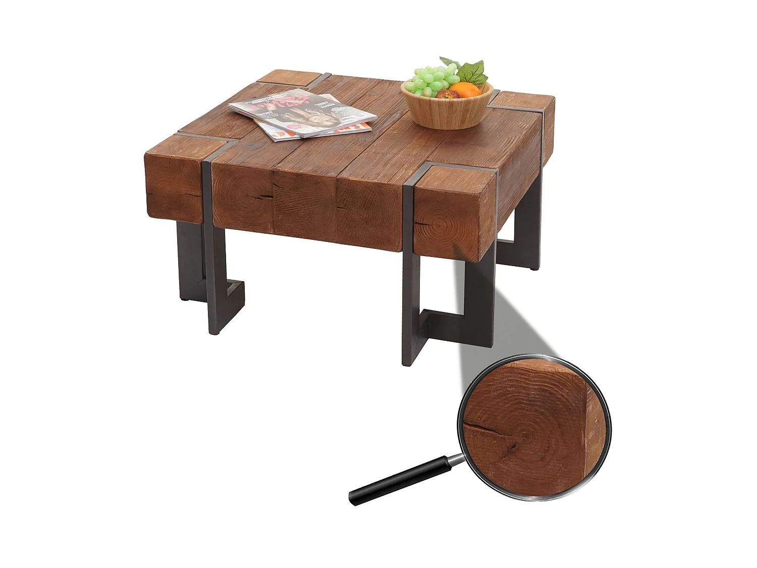 Table basse MCW-A15,  brun 70x70cm