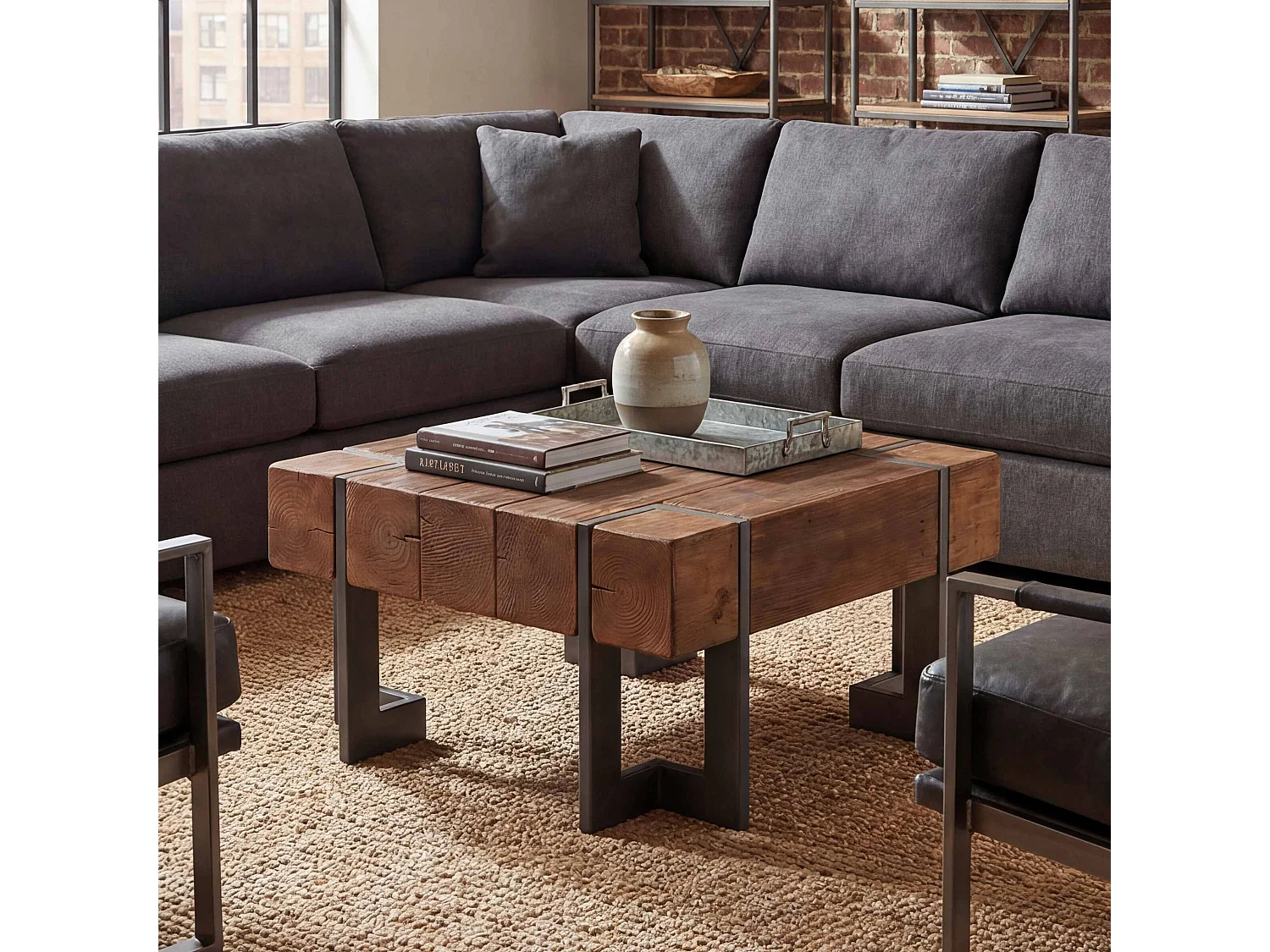 Salontafel MCW-A15,  bruin 70x70cm