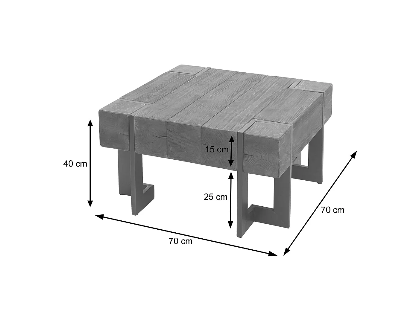Salontafel MCW-A15,  bruin 70x70cm