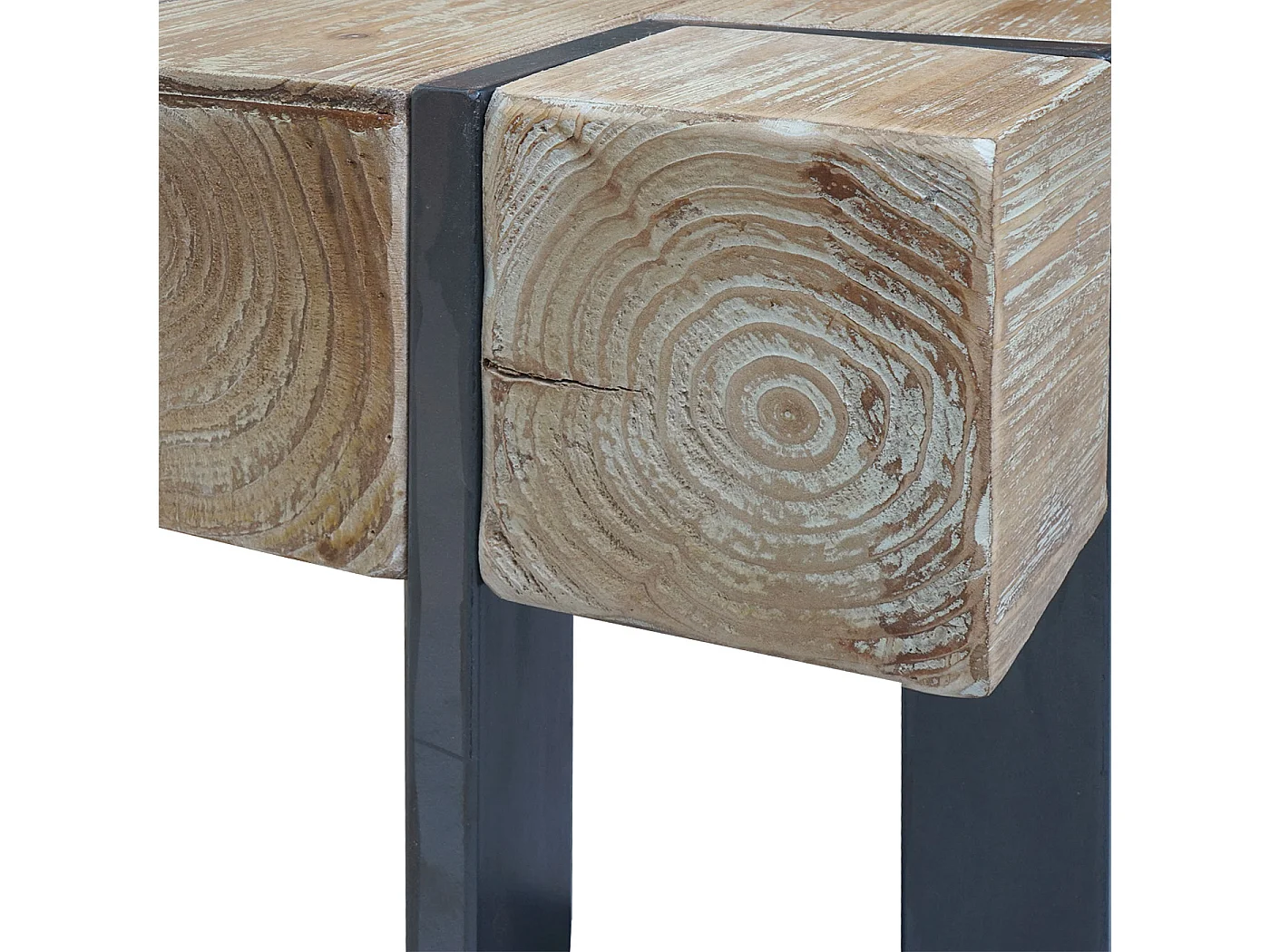 Tavolino salotto quadrato divano elegante MCW-A15 legno di pino massello 40x60x60cm metallo legno chiaro