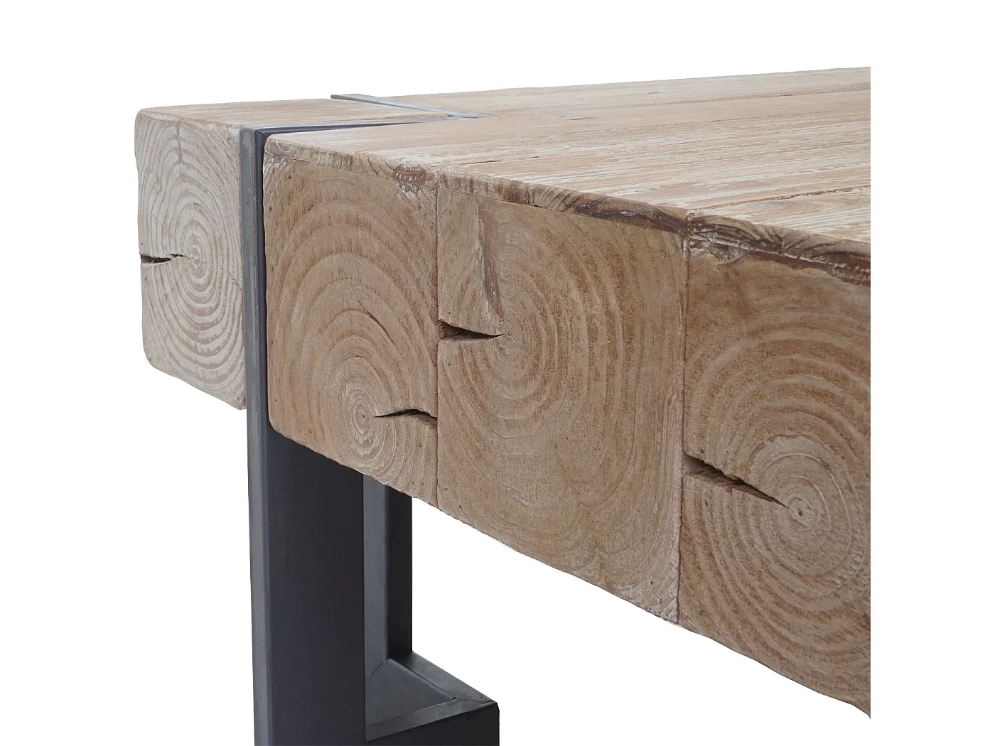 Tavolino salotto quadrato divano elegante MCW-A15 legno di pino massello 40x60x60cm metallo legno chiaro