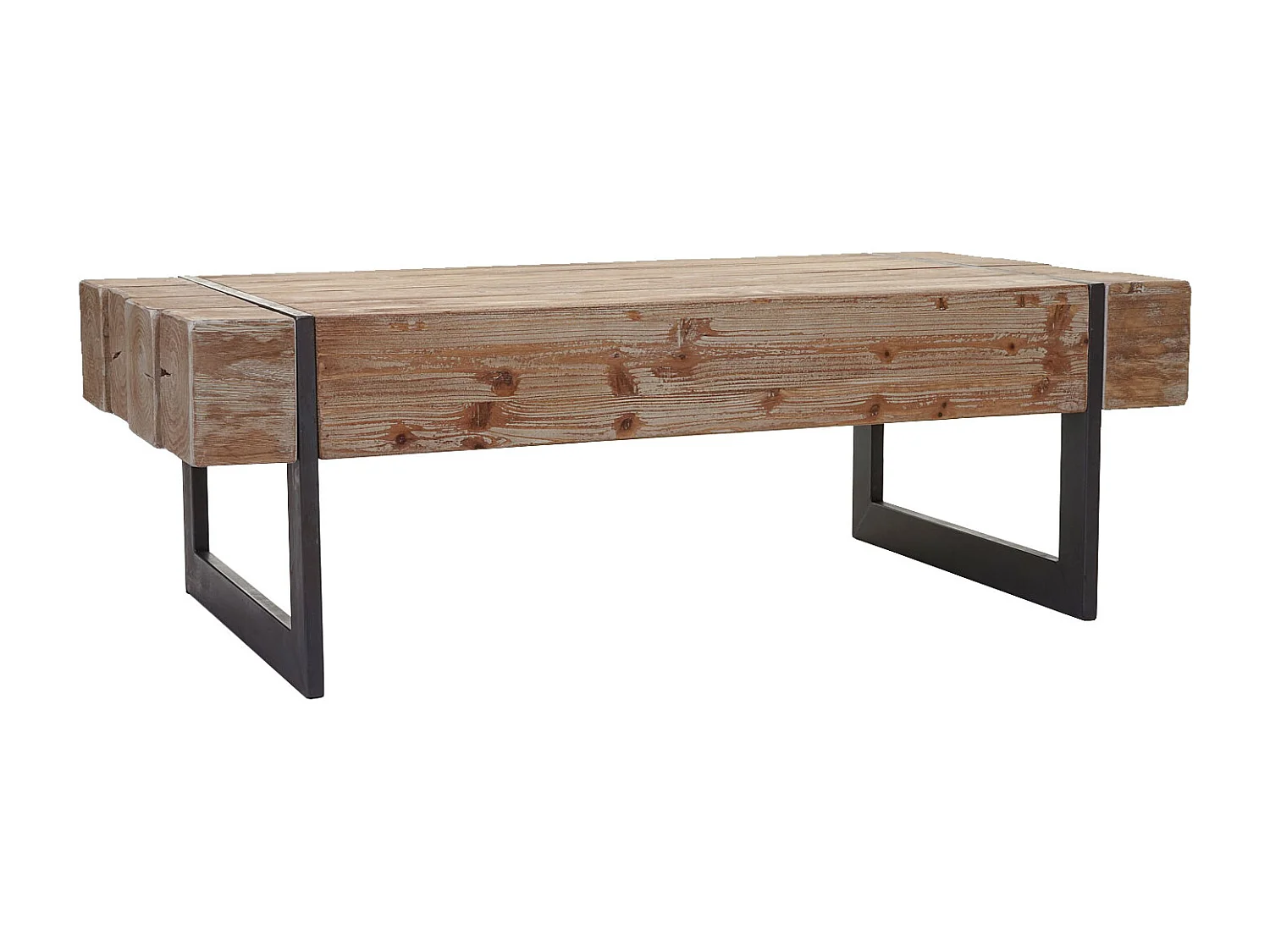 Table basse MCW-A15a, Table basse de salon MCW-A15, sapin massif rustique 40x120x60cm