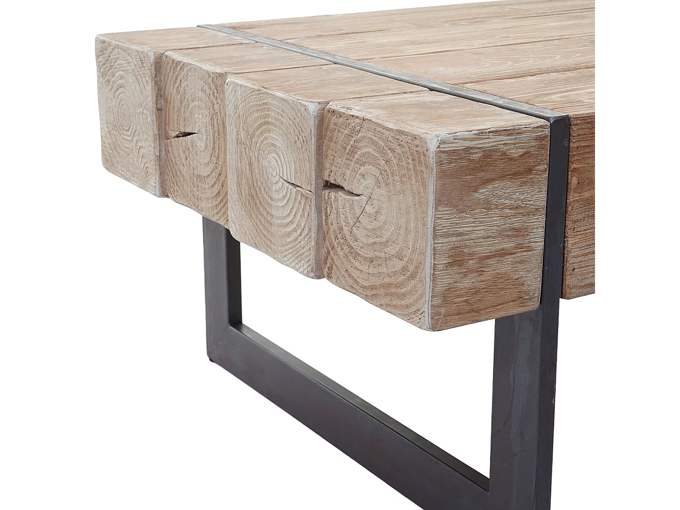 Table basse MCW-A15a, Table basse de salon MCW-A15, sapin massif rustique 40x120x60cm