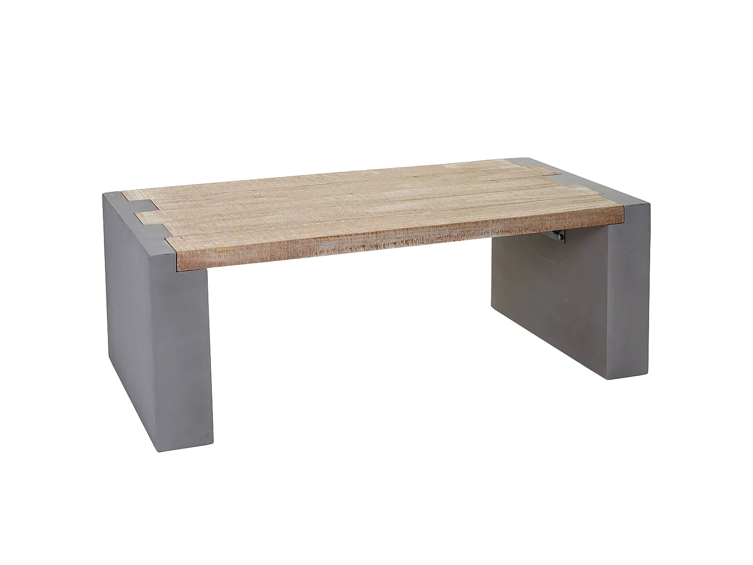 Couchtisch MCW-A15, Wohnzimmertisch, Beton-Optik Tanne Holz rustikal massiv MVG-zertifiziert 46x122x60cm