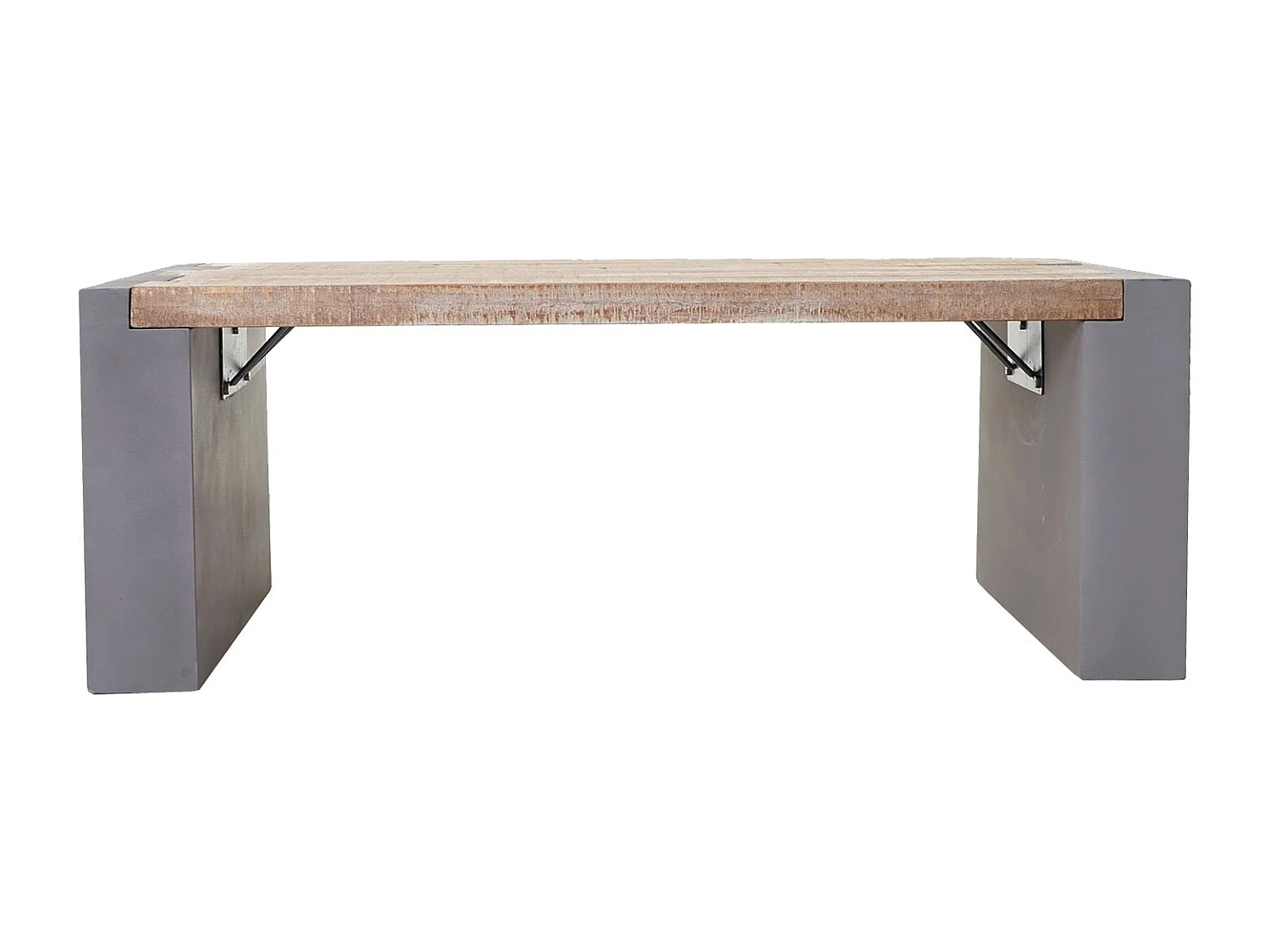 Couchtisch MCW-A15, Wohnzimmertisch, Beton-Optik Tanne Holz rustikal massiv MVG-zertifiziert 46x122x60cm