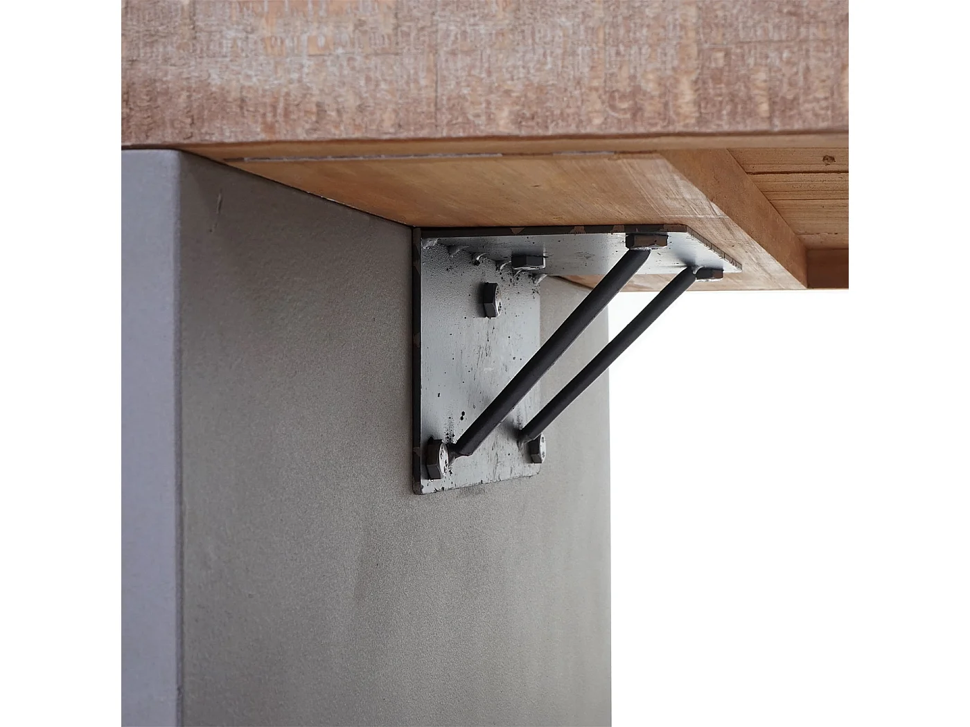 Couchtisch MCW-A15, Wohnzimmertisch, Beton-Optik Tanne Holz rustikal massiv MVG-zertifiziert 46x122x60cm