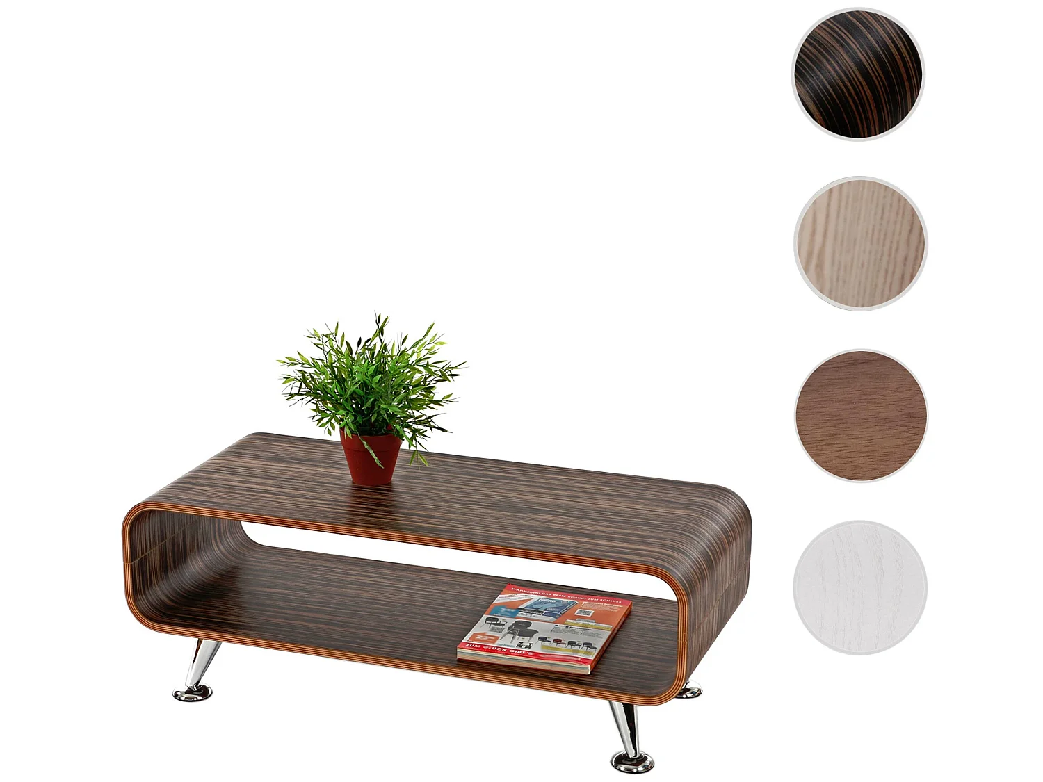 Table basse MCW-B97, Table basse de salon MCW-B97 Zebrano, 34x90x39cm, marron foncé