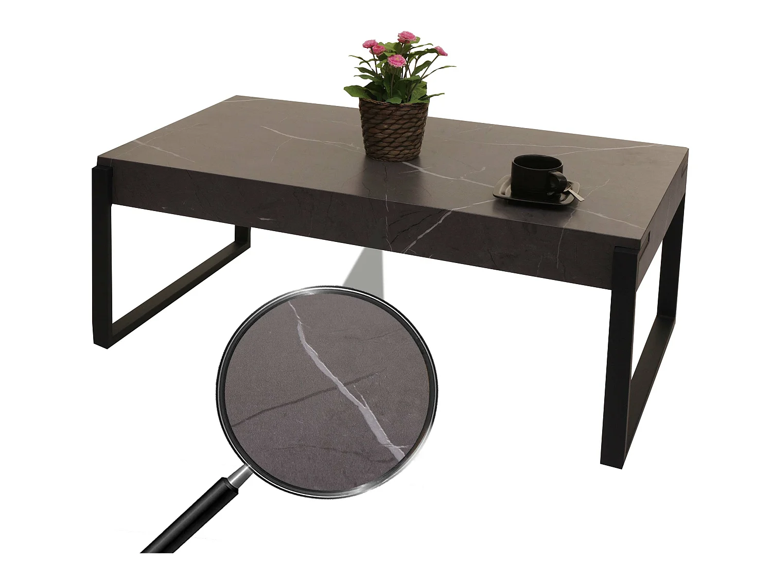 Table basse MCW-L53,  aspect marbre gris