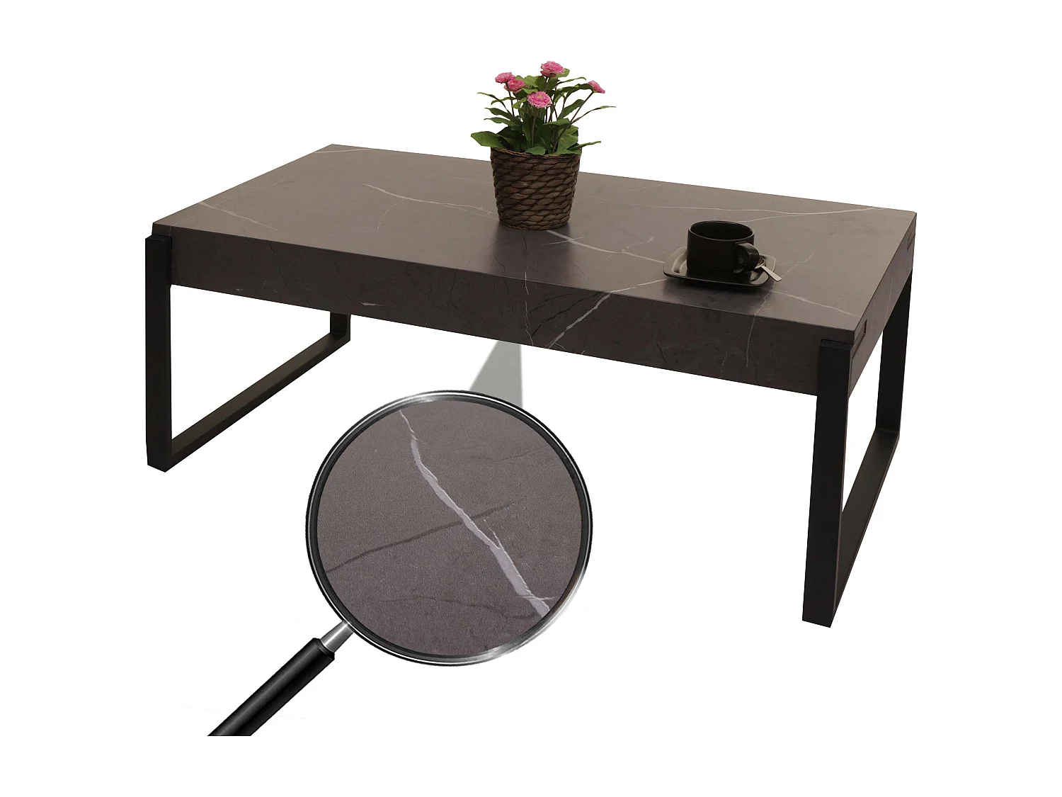 Couchtisch MCW-L53, Marmor-Optik grau