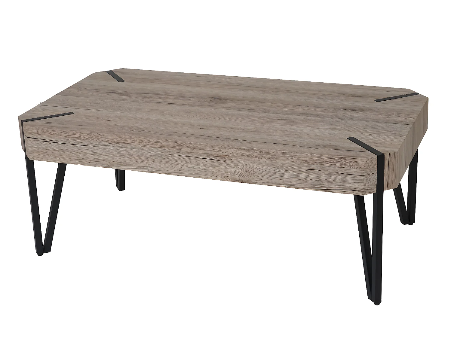 Stolik kawowy Genk T573,  Wygląd dębu Sanremo, ciemne metalowe nogi