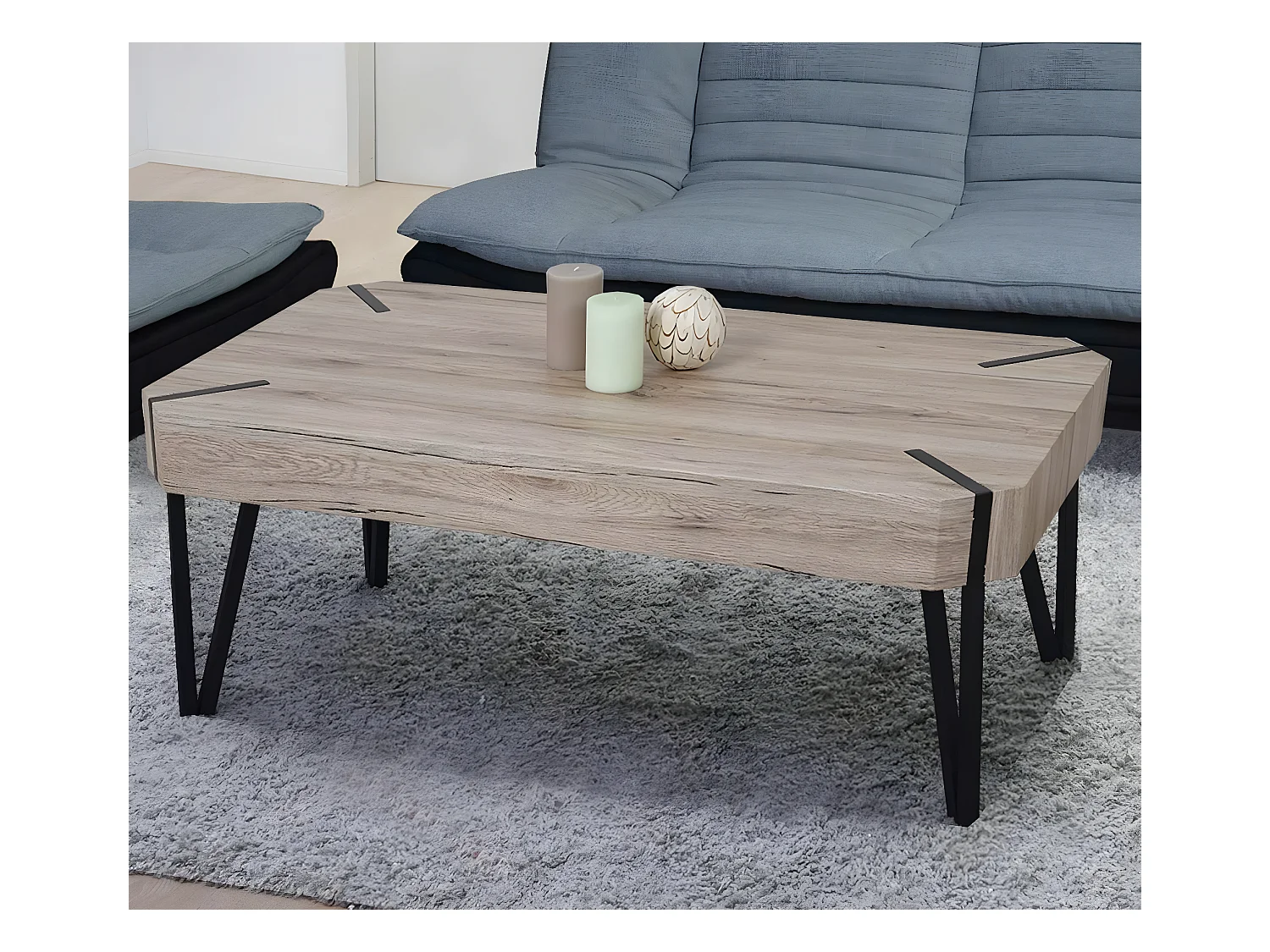 Salontafel Genk T573,  Sanremo eiken look, donker metalen poten
