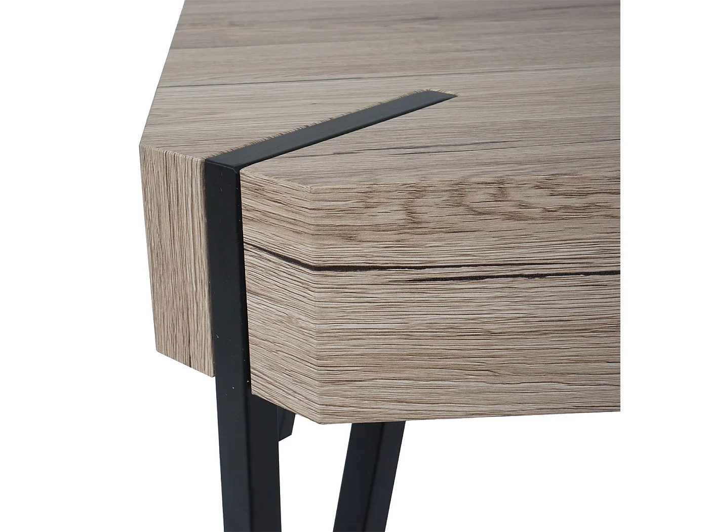 Stolik kawowy Genk T573,  Wygląd dębu Sanremo, ciemne metalowe nogi