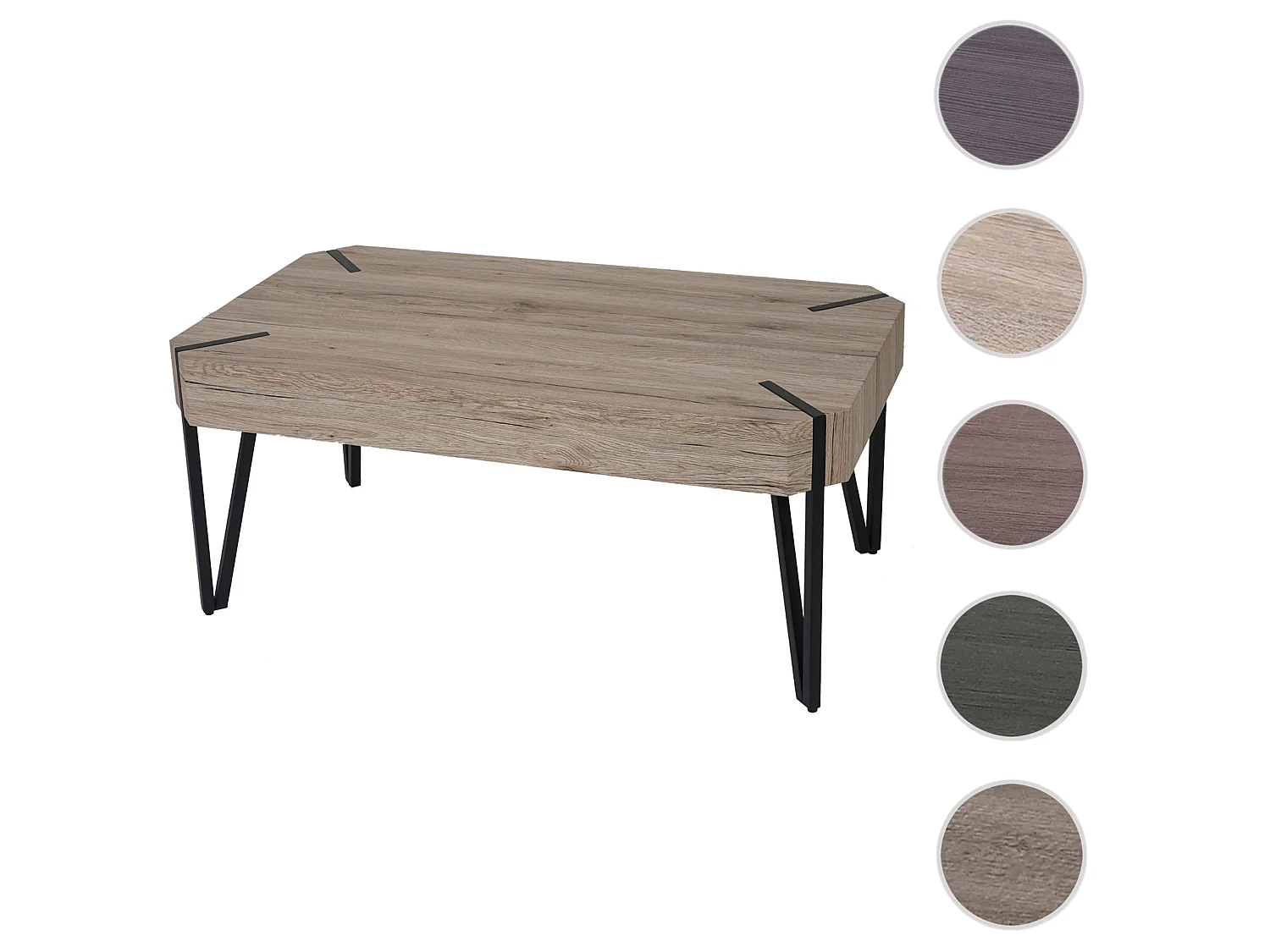 Stolik kawowy Genk T573,  Wygląd dębu Sanremo, ciemne metalowe nogi