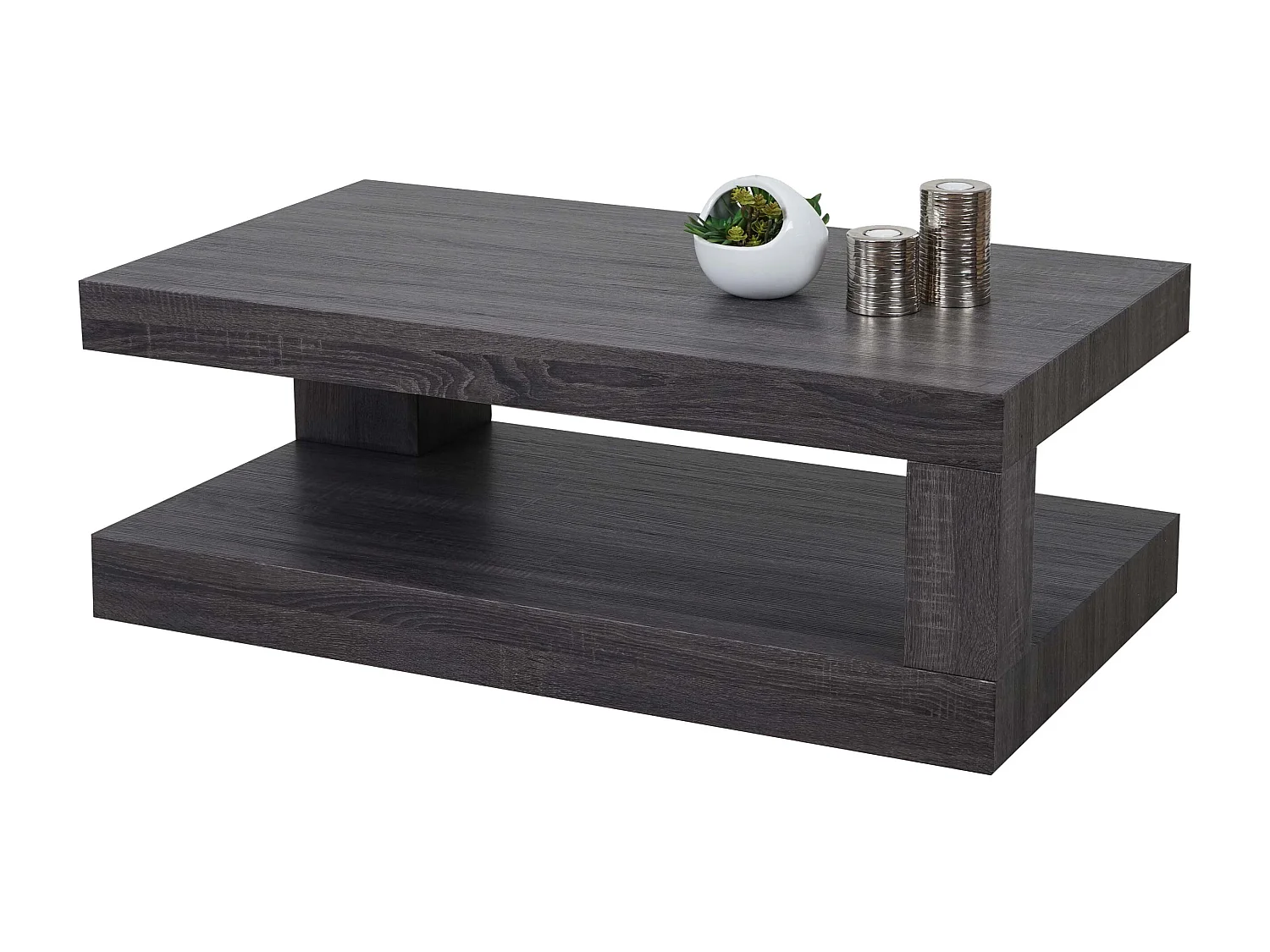 Table basse MCW-A32 Structure 3D,  aspect chêne noir