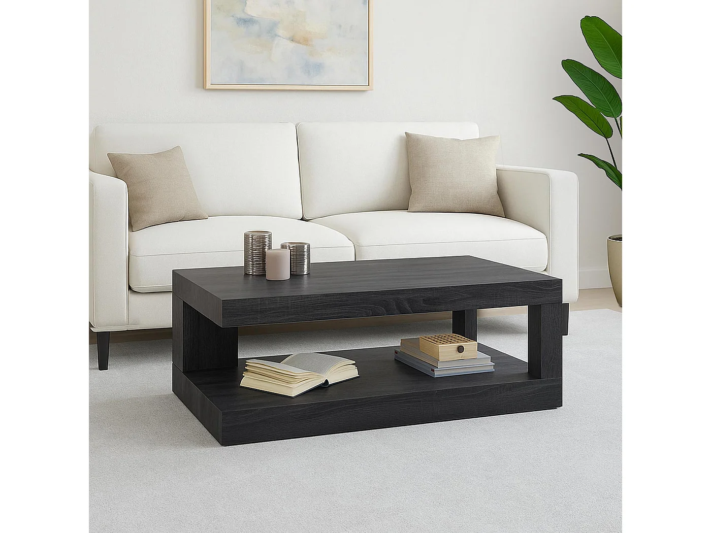 Table basse MCW-A32 Structure 3D,  aspect chêne noir
